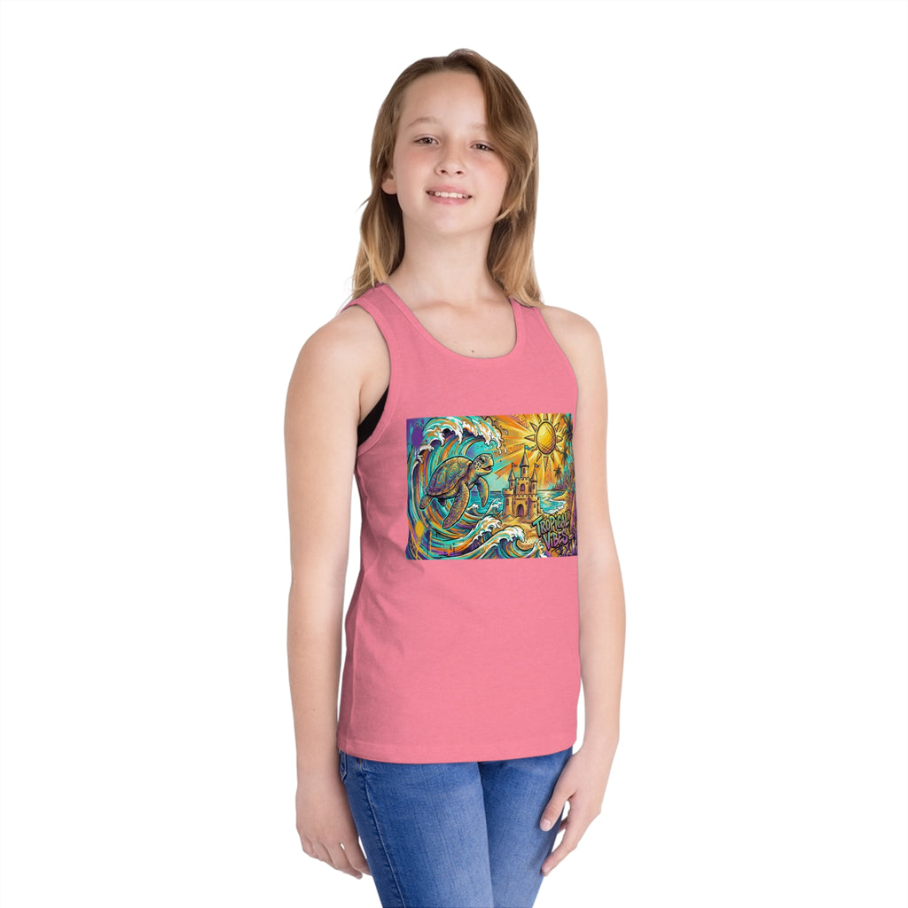Tropical Vibes Kids Tank Top — Beach Waves & Sun Design