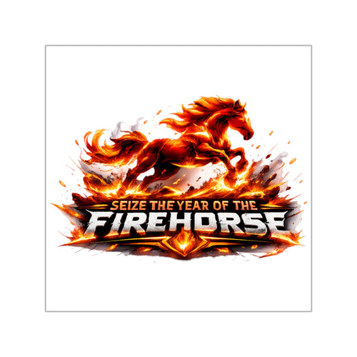 Firehorse Square Vinyl Sticker — "Seize the Year of the Firehorse"