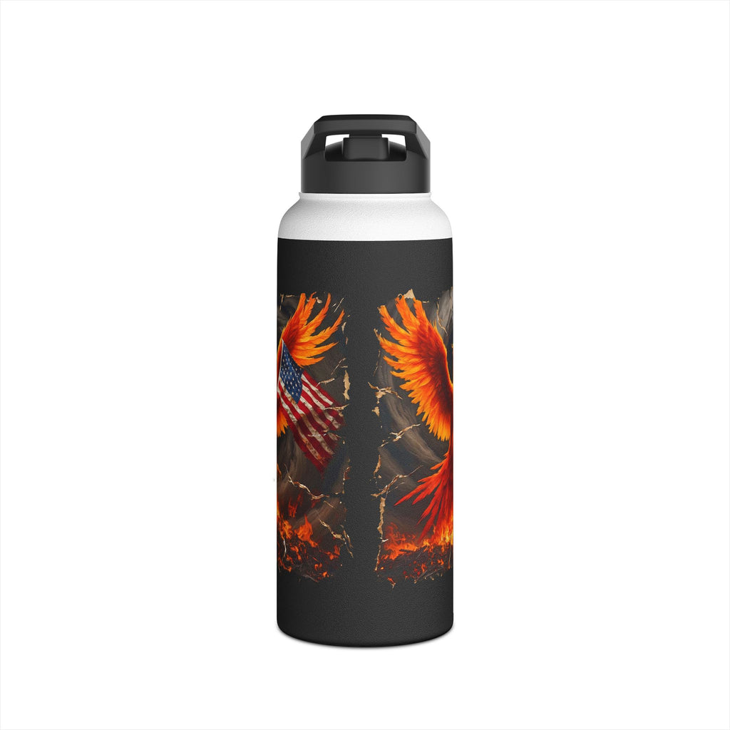 Patriotic Phoenix Stainless Steel Water Bottle — American Flag Firebird Design