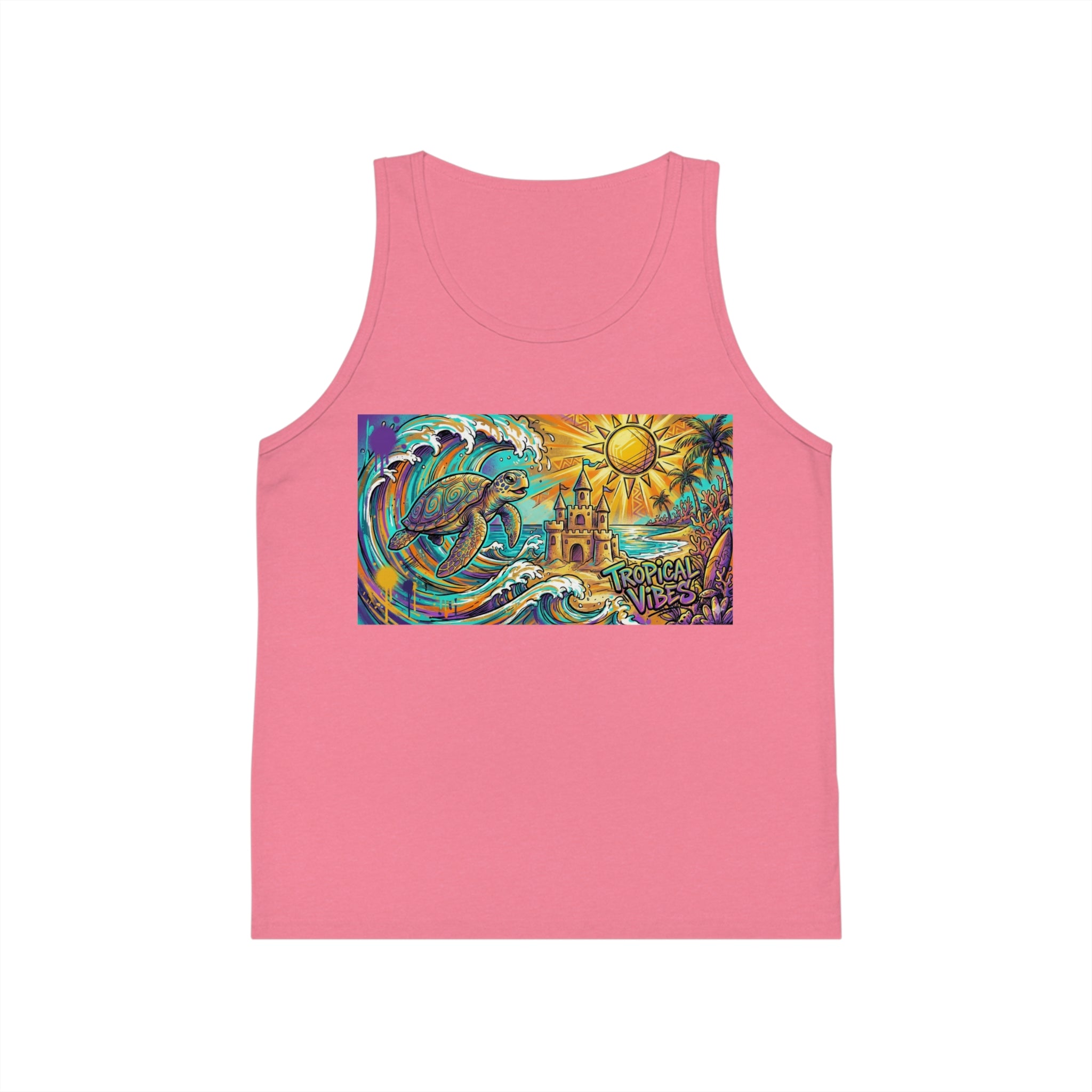 Tropical Vibes Kids Tank Top — Beach Waves & Sun Design