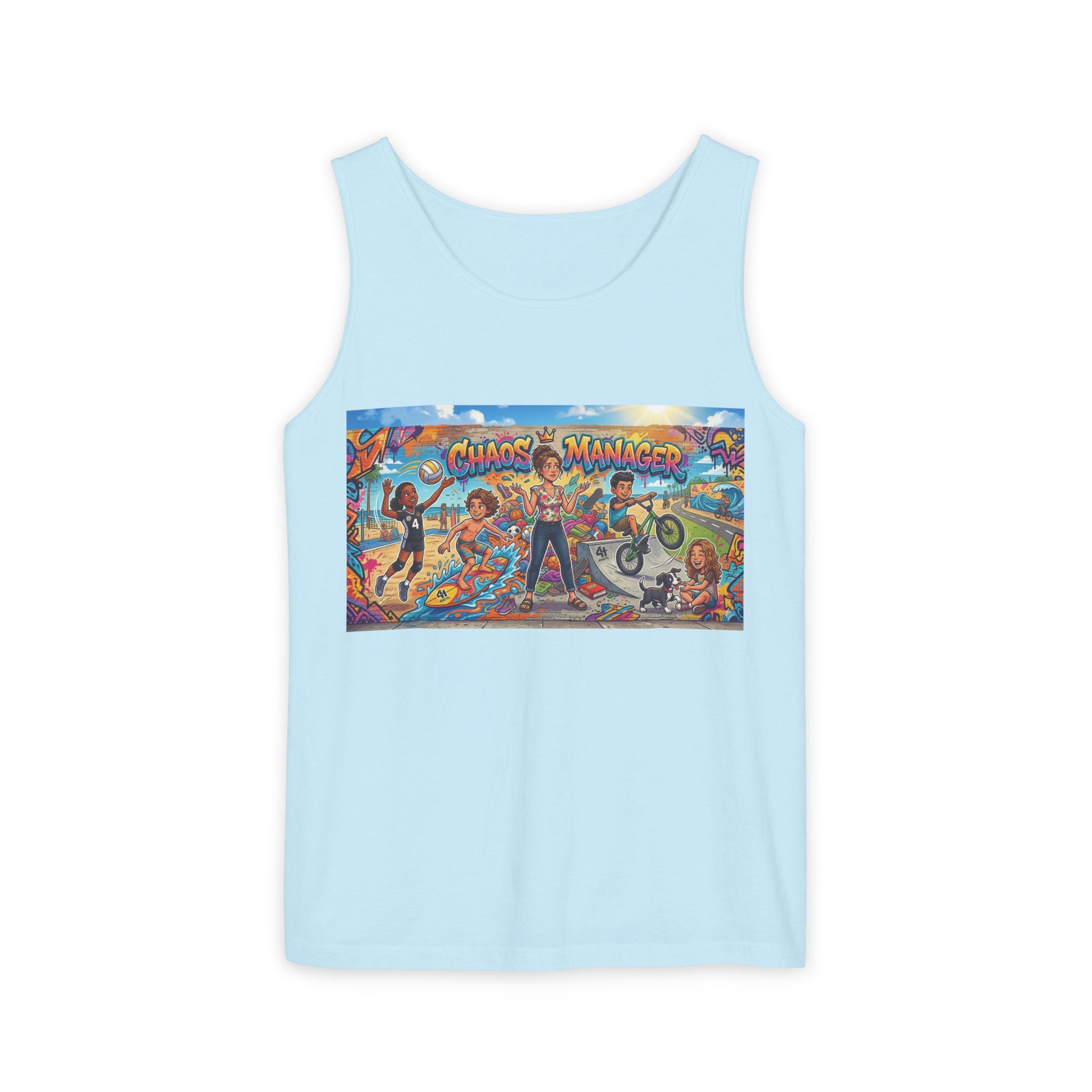 Chaos Manager Graphic Tank Top — Retro Skate & BMX Street Art Tee