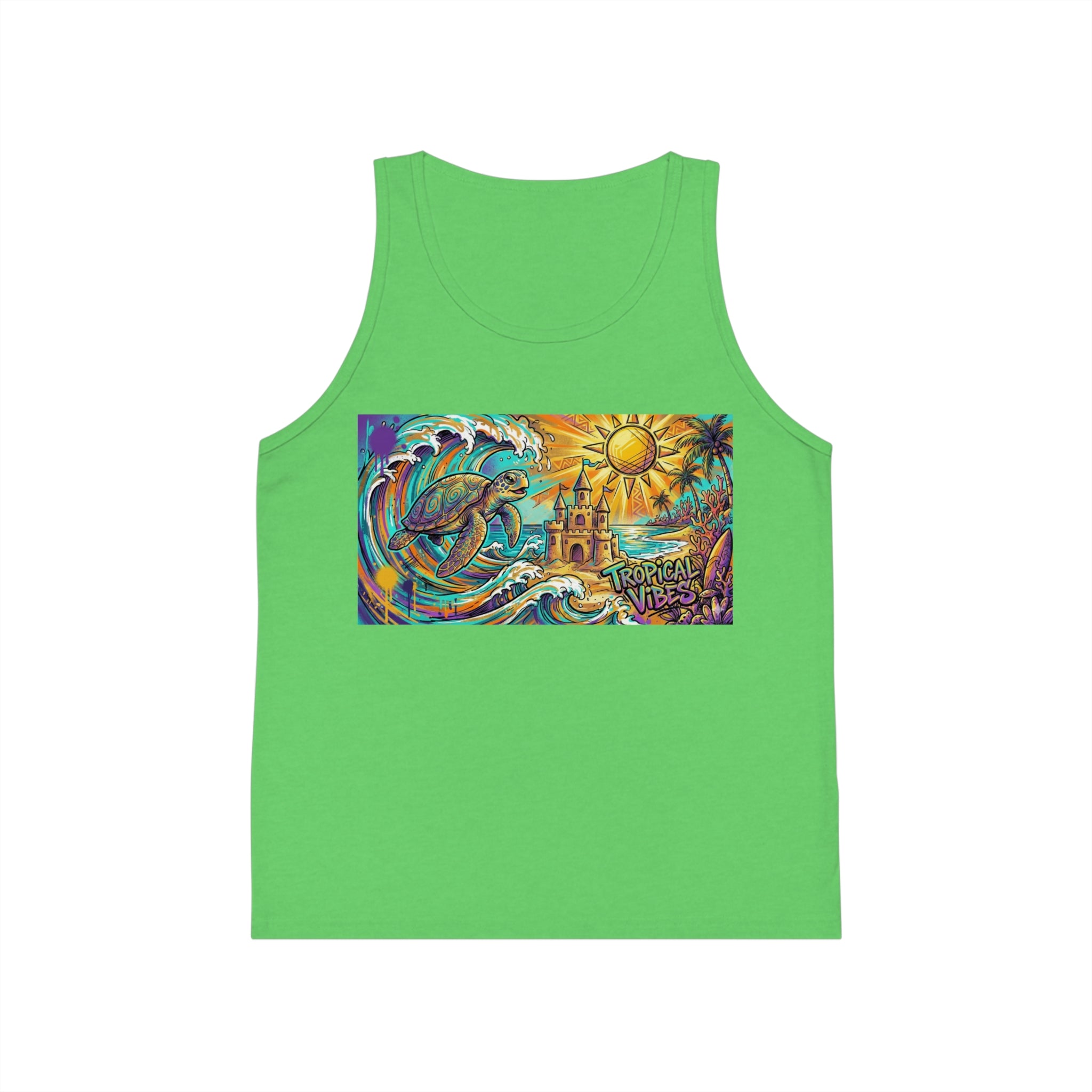 Tropical Vibes Kids Tank Top — Beach Waves & Sun Design
