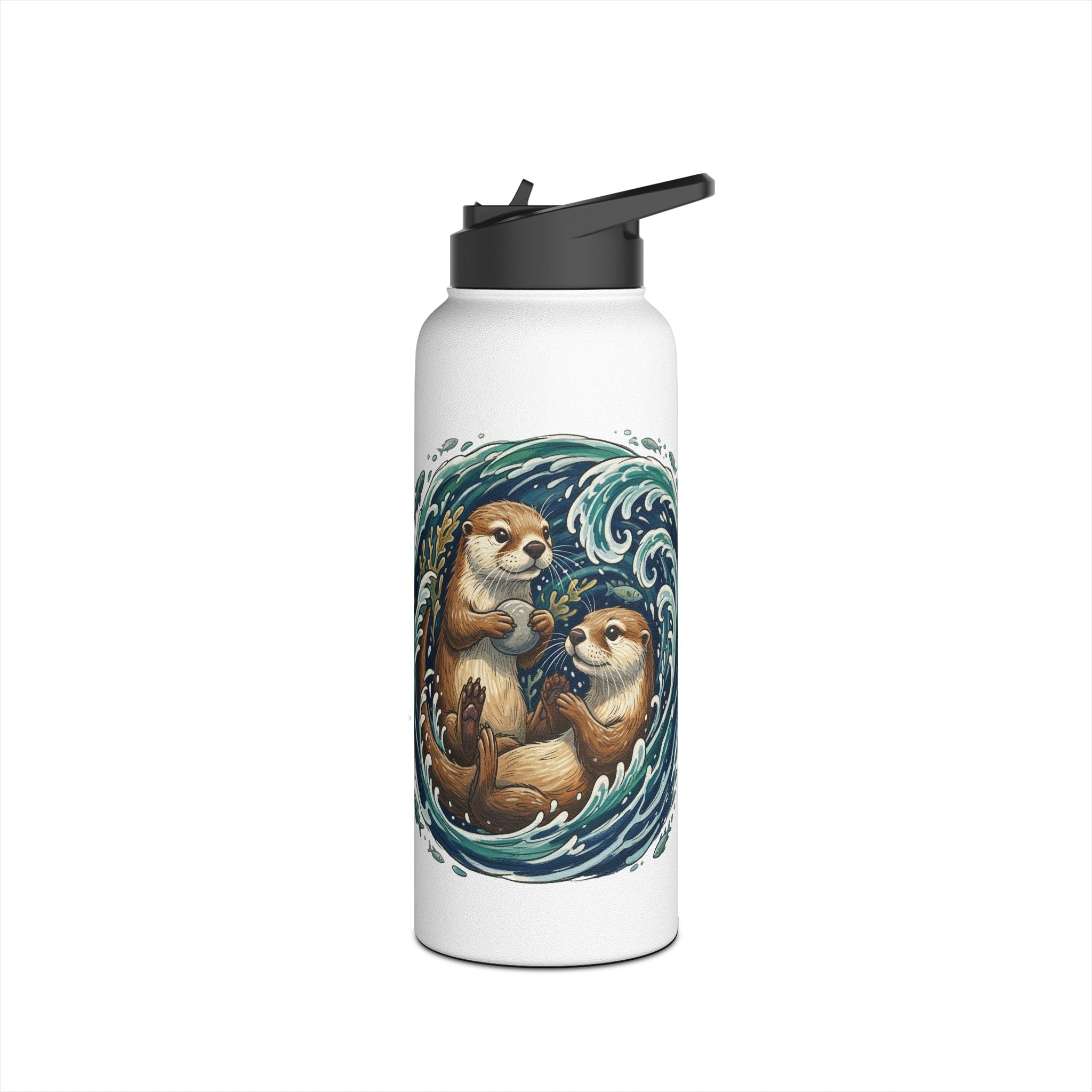 Otter Wave Stainless Steel Water Bottle — Cute Aquatic Animal Travel Bottle