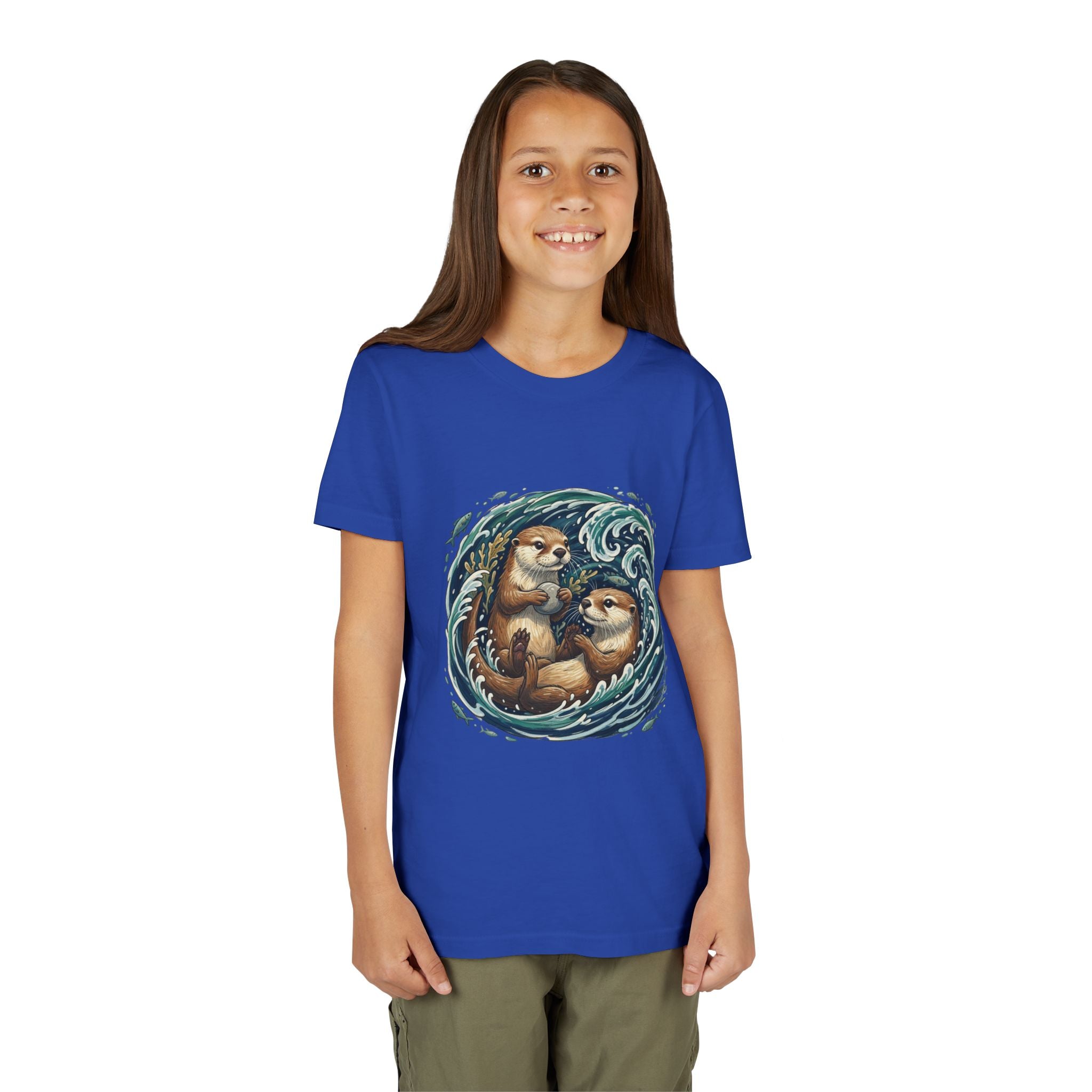 Playful Otters Ocean Waves Youth Tee