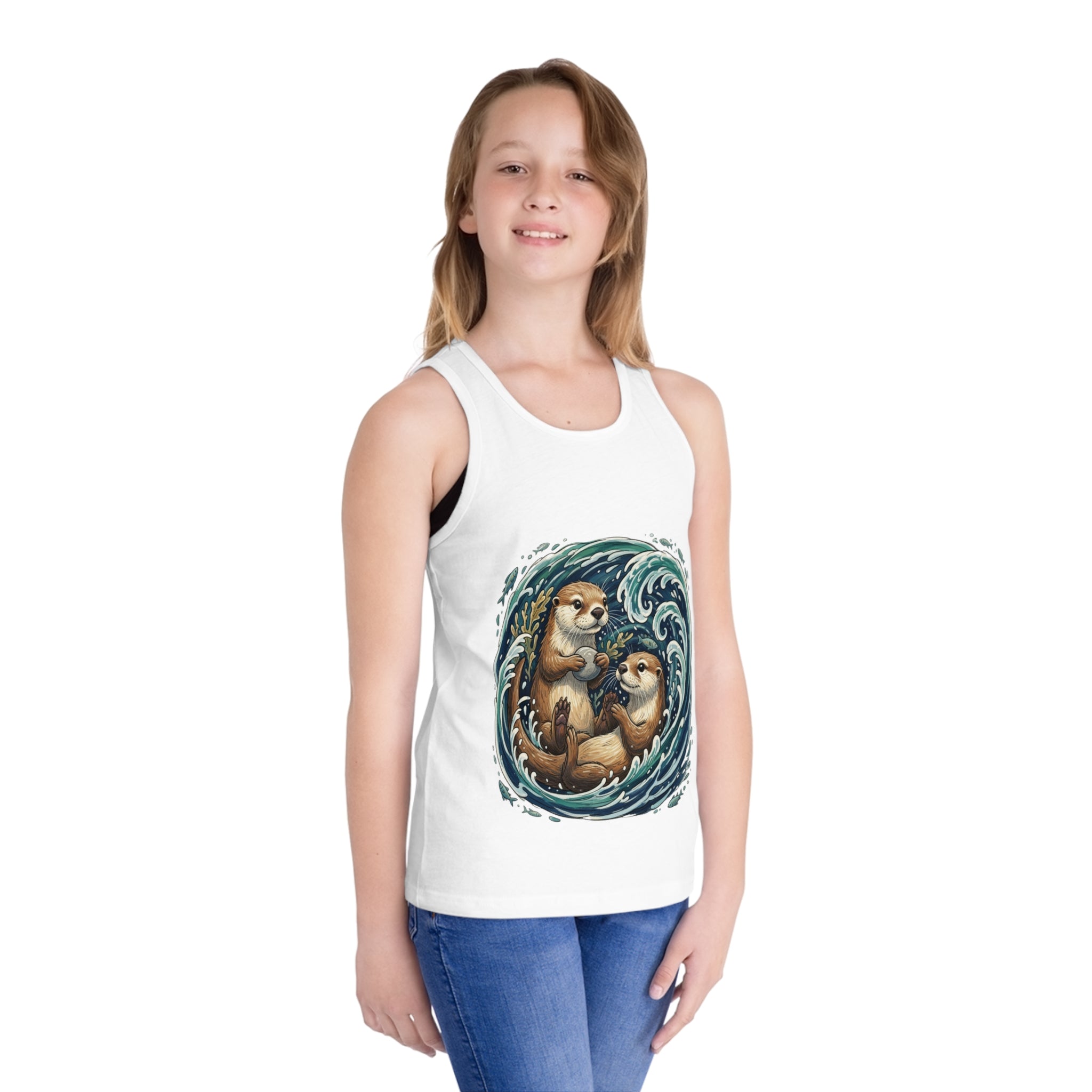Kids Otter Tank Top – Playful Sea Otter Illustration