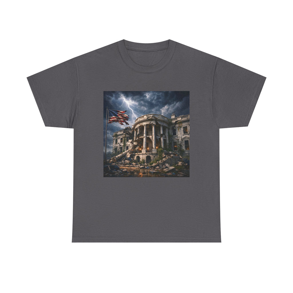 Dystopian White House Tee — Stormy Crumbling Graphic