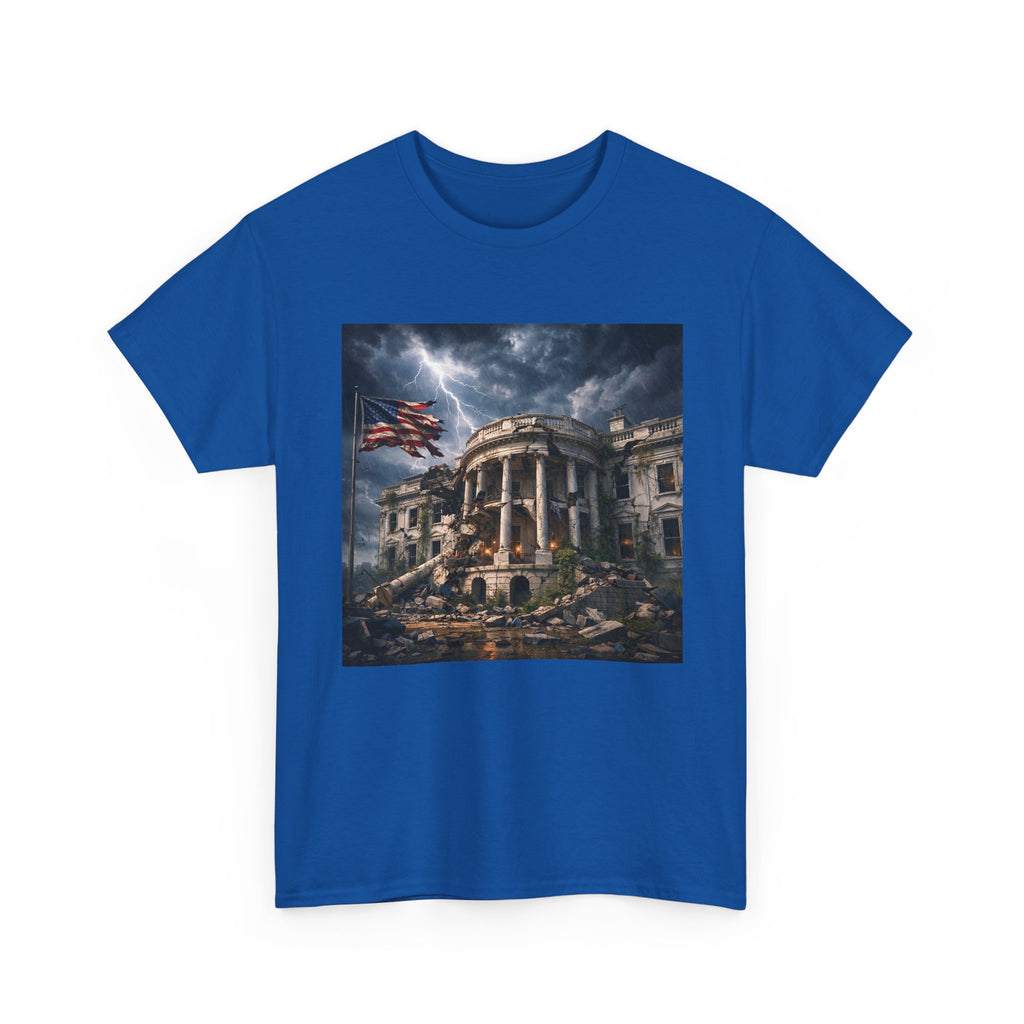 Dystopian White House Tee — Stormy Crumbling Graphic
