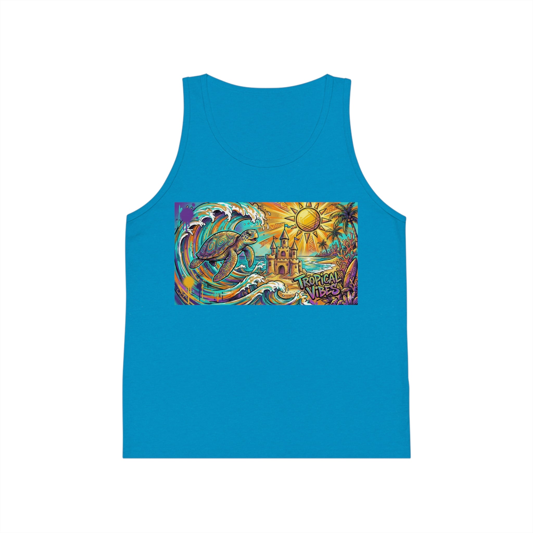 Tropical Vibes Kids Tank Top — Beach Waves & Sun Design