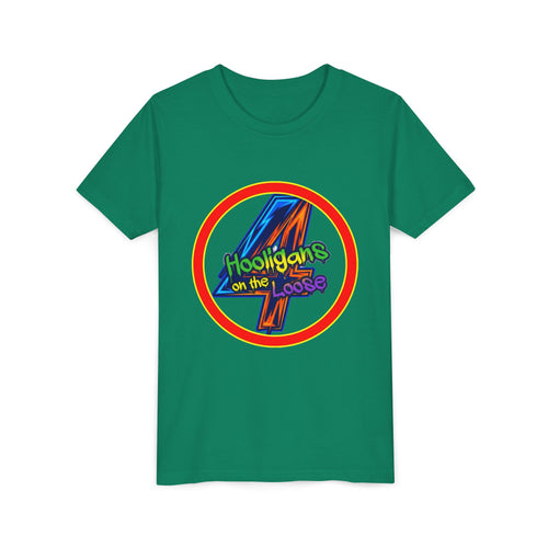 4 Hooligans on the Loose Logo Youth Tee — Fun Hooligan Life Shirt