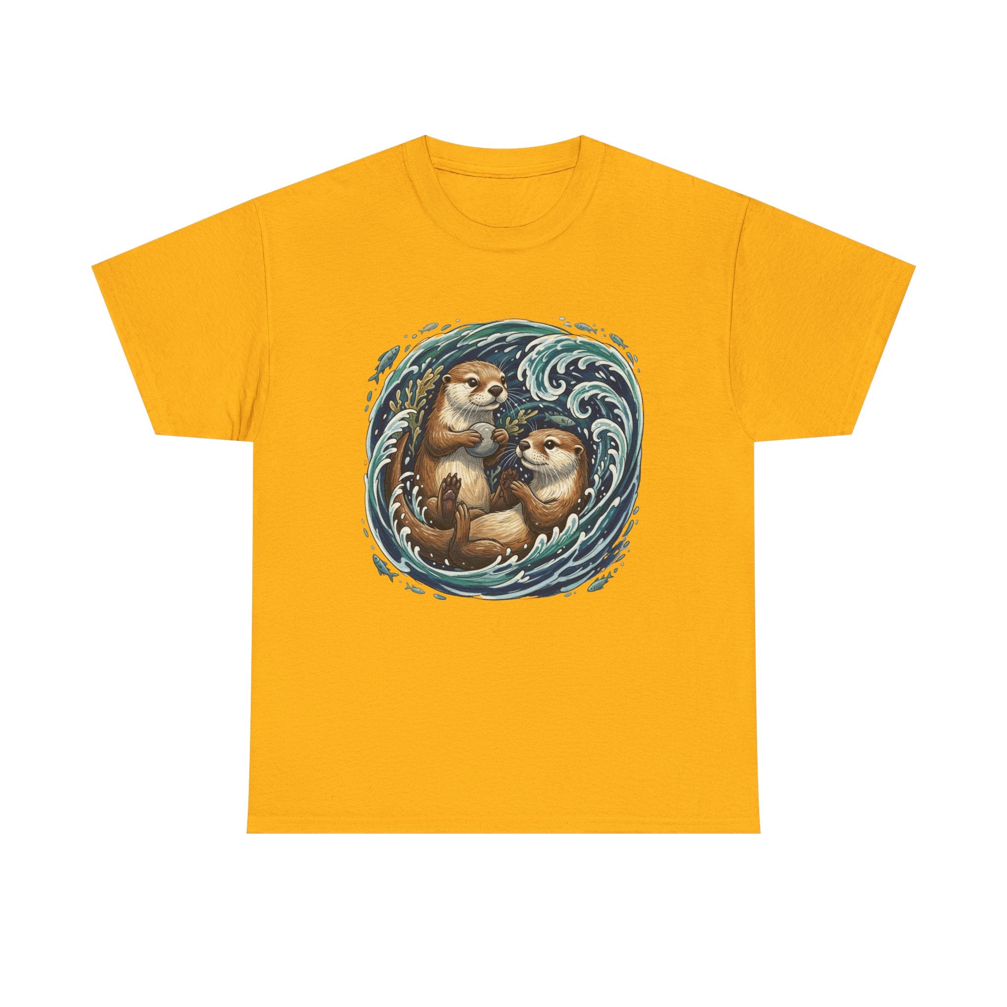 Playful Otter Pair T-Shirt — Cute Otters by the Waves Tee