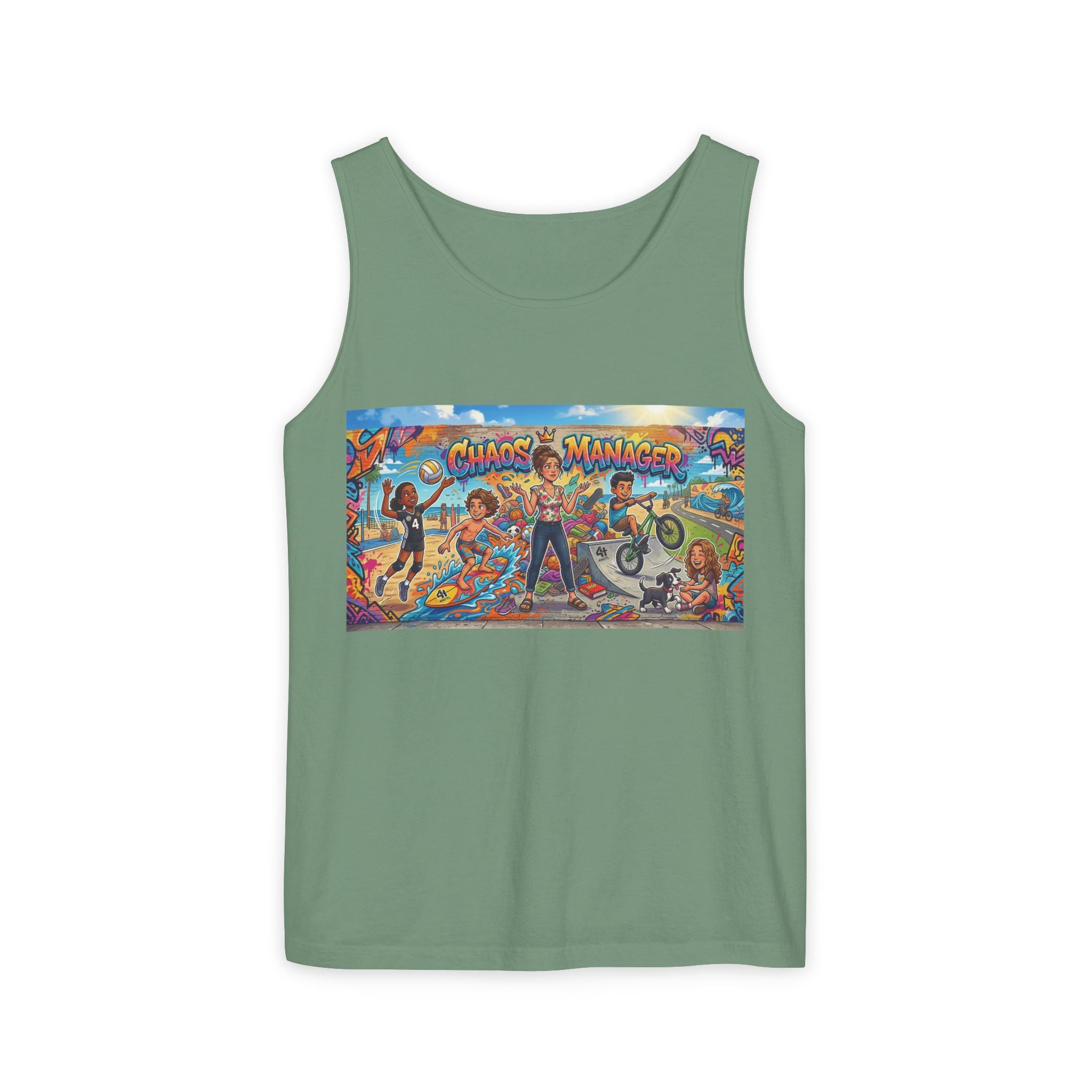 Chaos Manager Graphic Tank Top — Retro Skate & BMX Street Art Tee