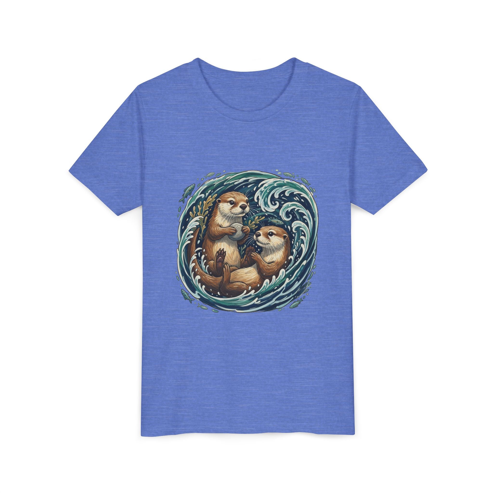 Playful Otters Ocean Waves Youth Tee