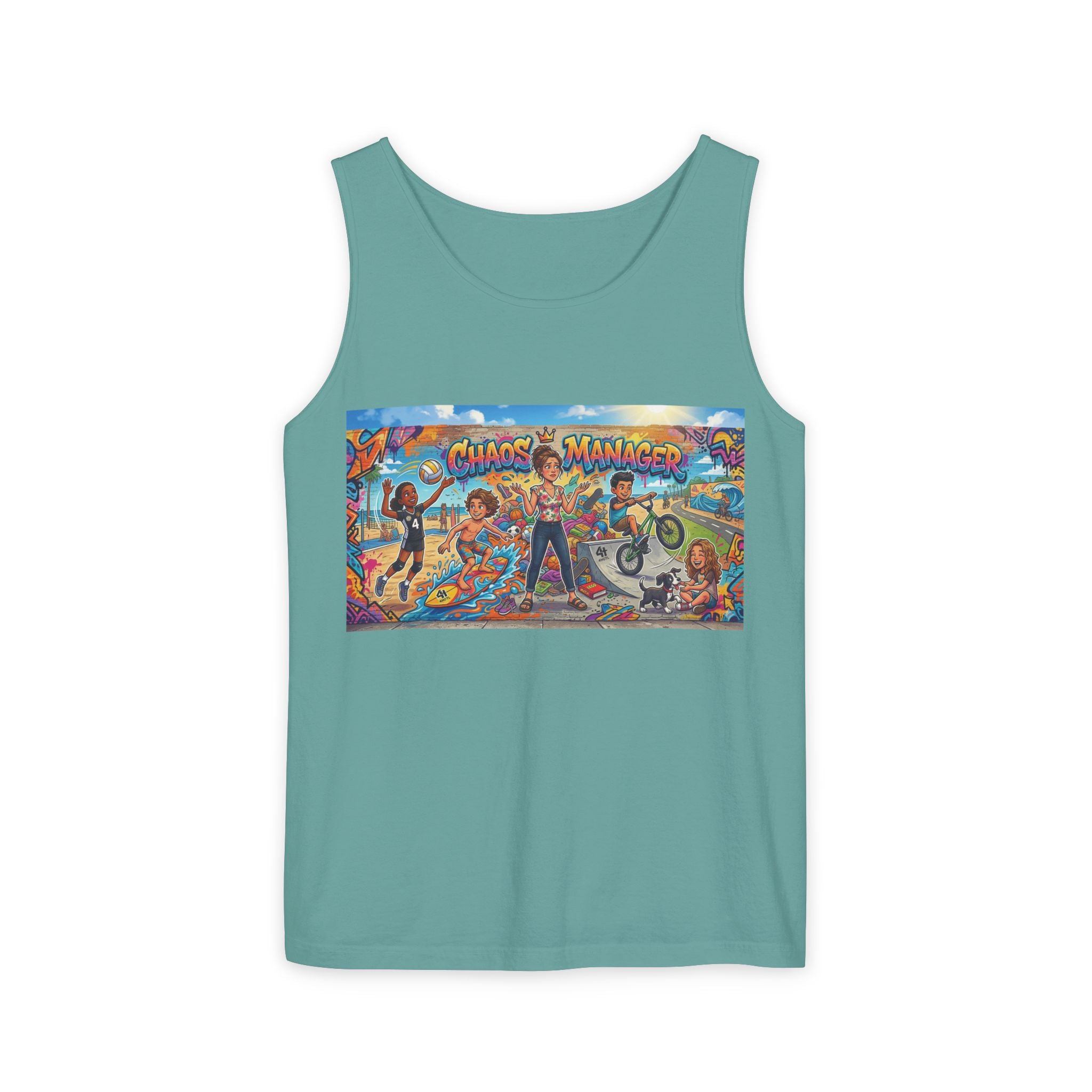 Chaos Manager Graphic Tank Top — Retro Skate & BMX Street Art Tee