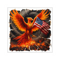 Phoenix with American Flag Square Vinyl Sticker — Patriotic Firebird Decal