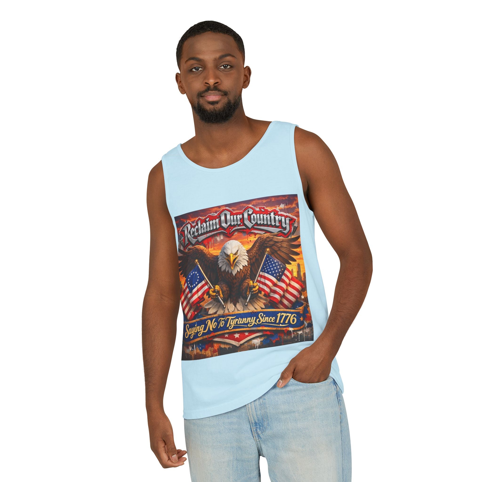 Reclaim Our Country Eagle Tank Top – Patriotic 1776 American Flag Tank