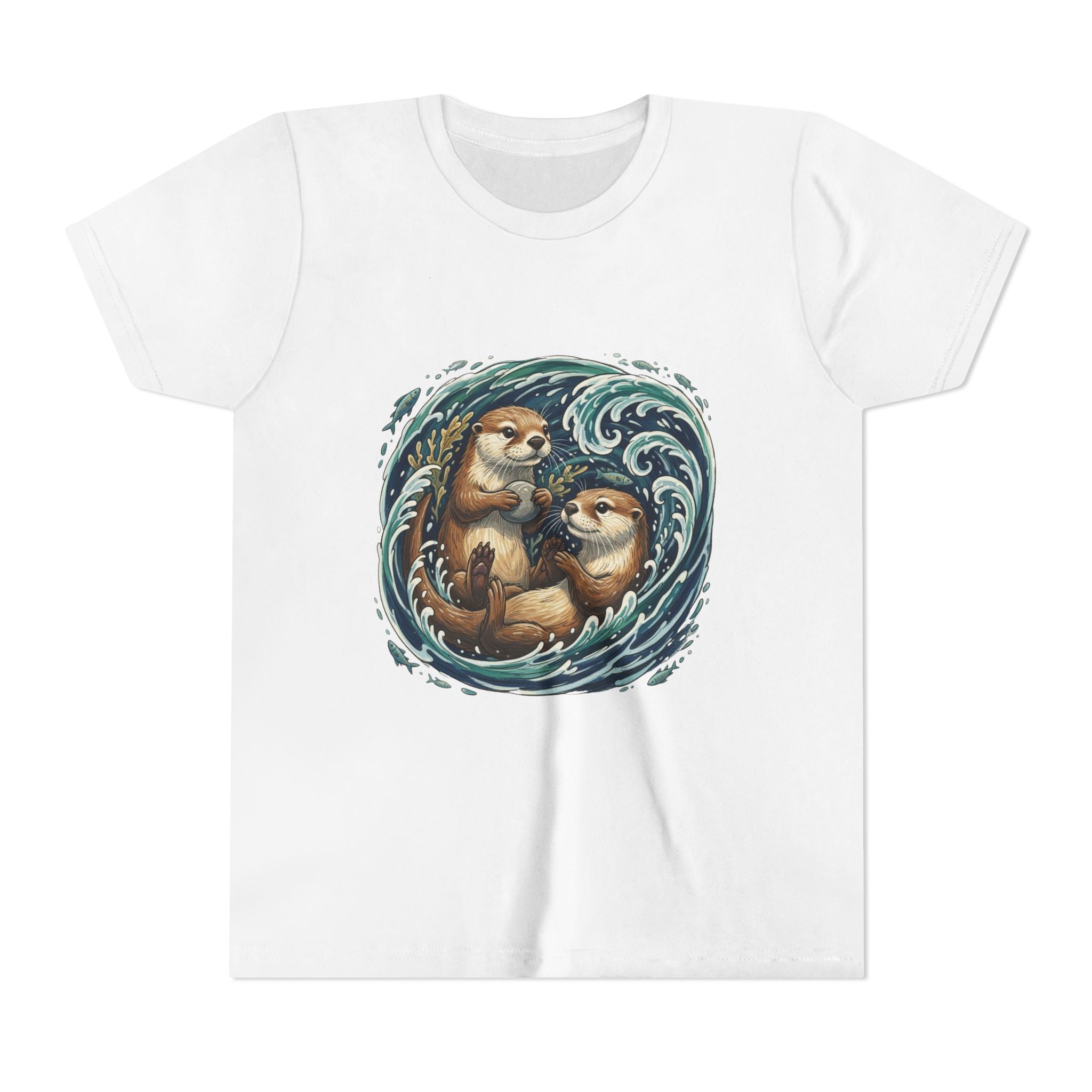 Playful Otters Ocean Waves Youth Tee