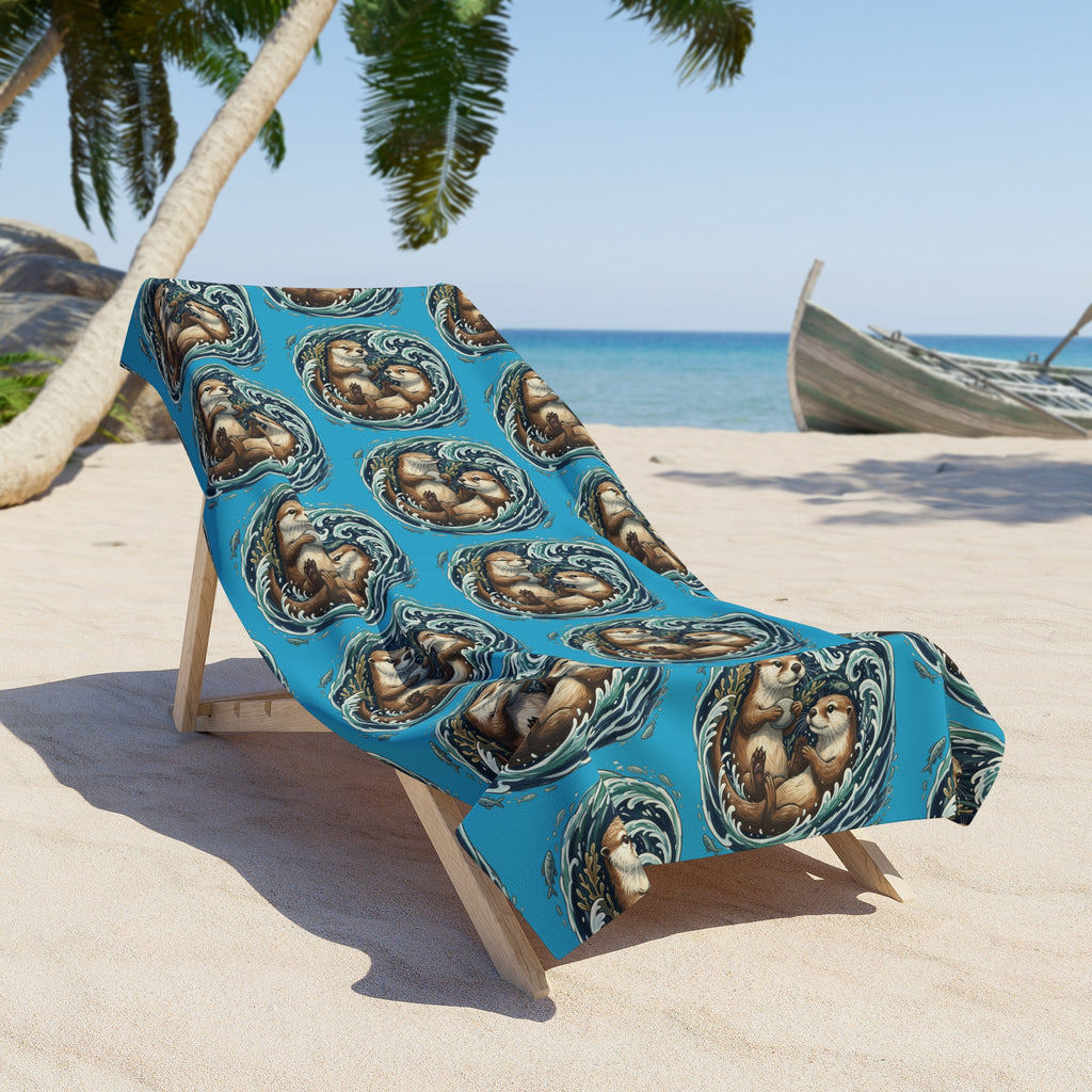 Otter Pair Beach Towel — Frolicking in the Waves, Beach Vibes
