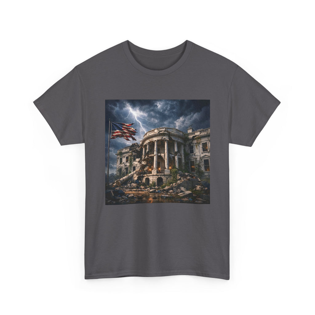 Dystopian White House Tee — Stormy Crumbling Graphic