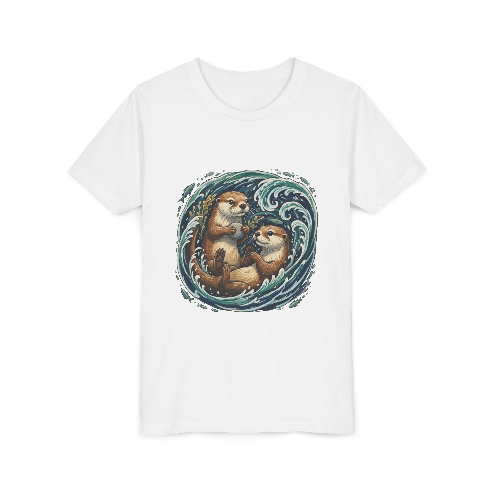 Playful Otters Ocean Waves Youth Tee