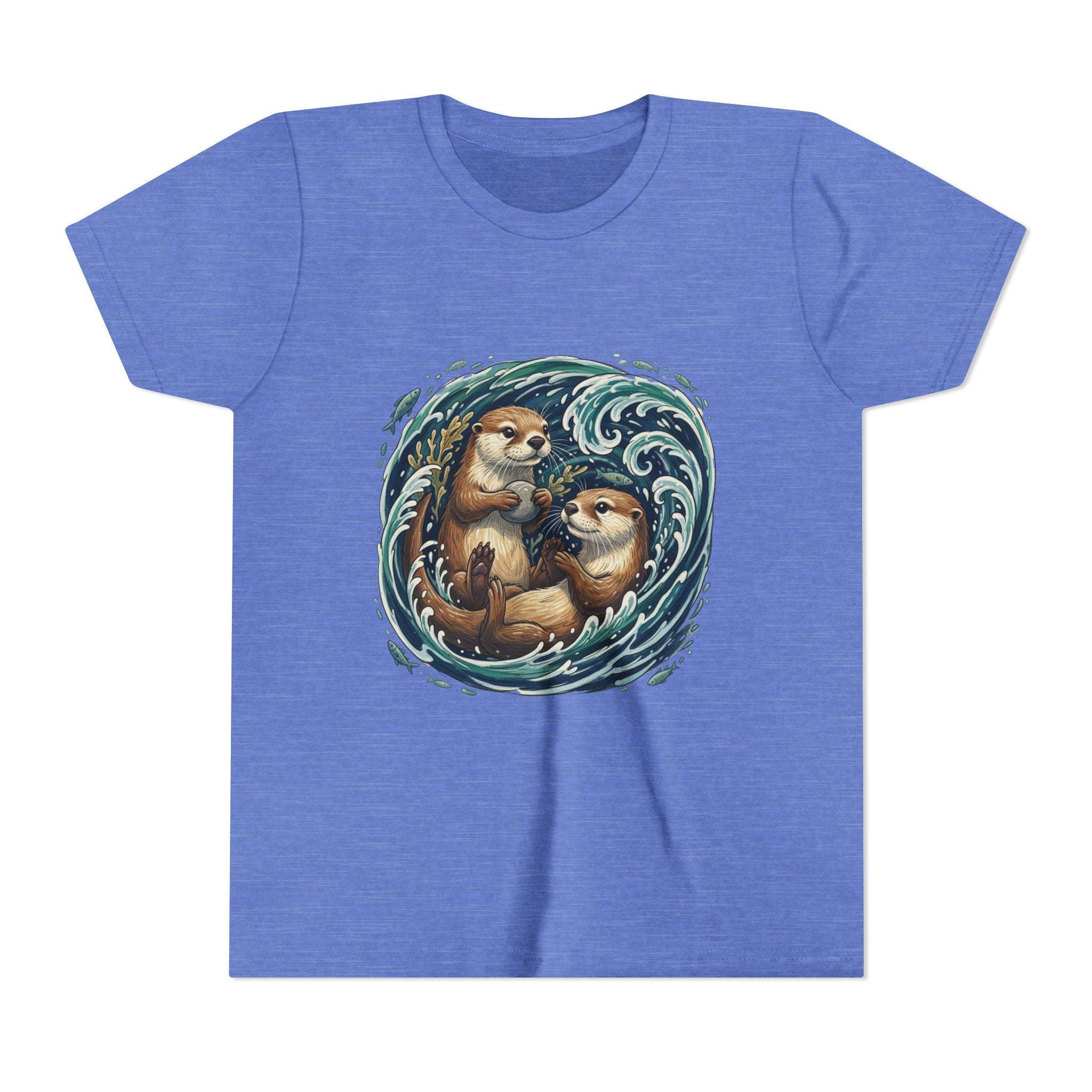Playful Otters Ocean Waves Youth Tee