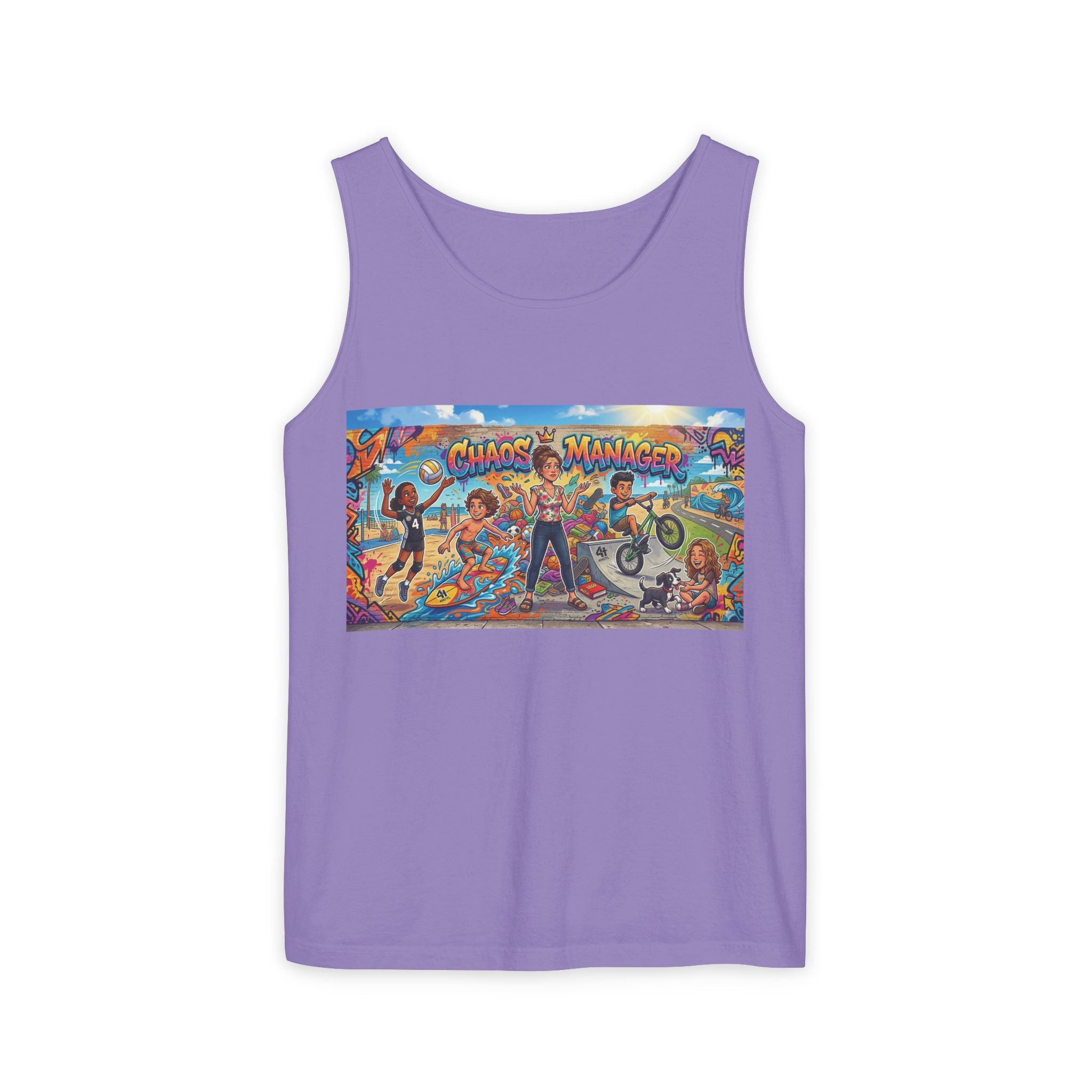 Chaos Manager Graphic Tank Top — Retro Skate & BMX Street Art Tee