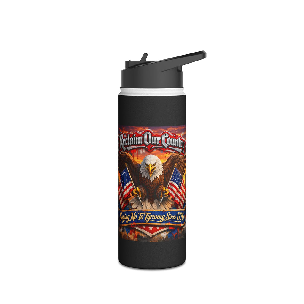 Patriotic Eagle & Flag Stainless Steel Water Bottle – “1776” Rustic American Liberty Design
