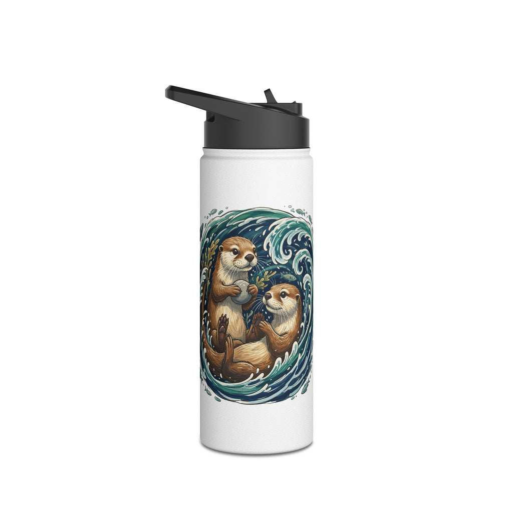 Otter Wave Stainless Steel Water Bottle — Cute Aquatic Animal Travel Bottle