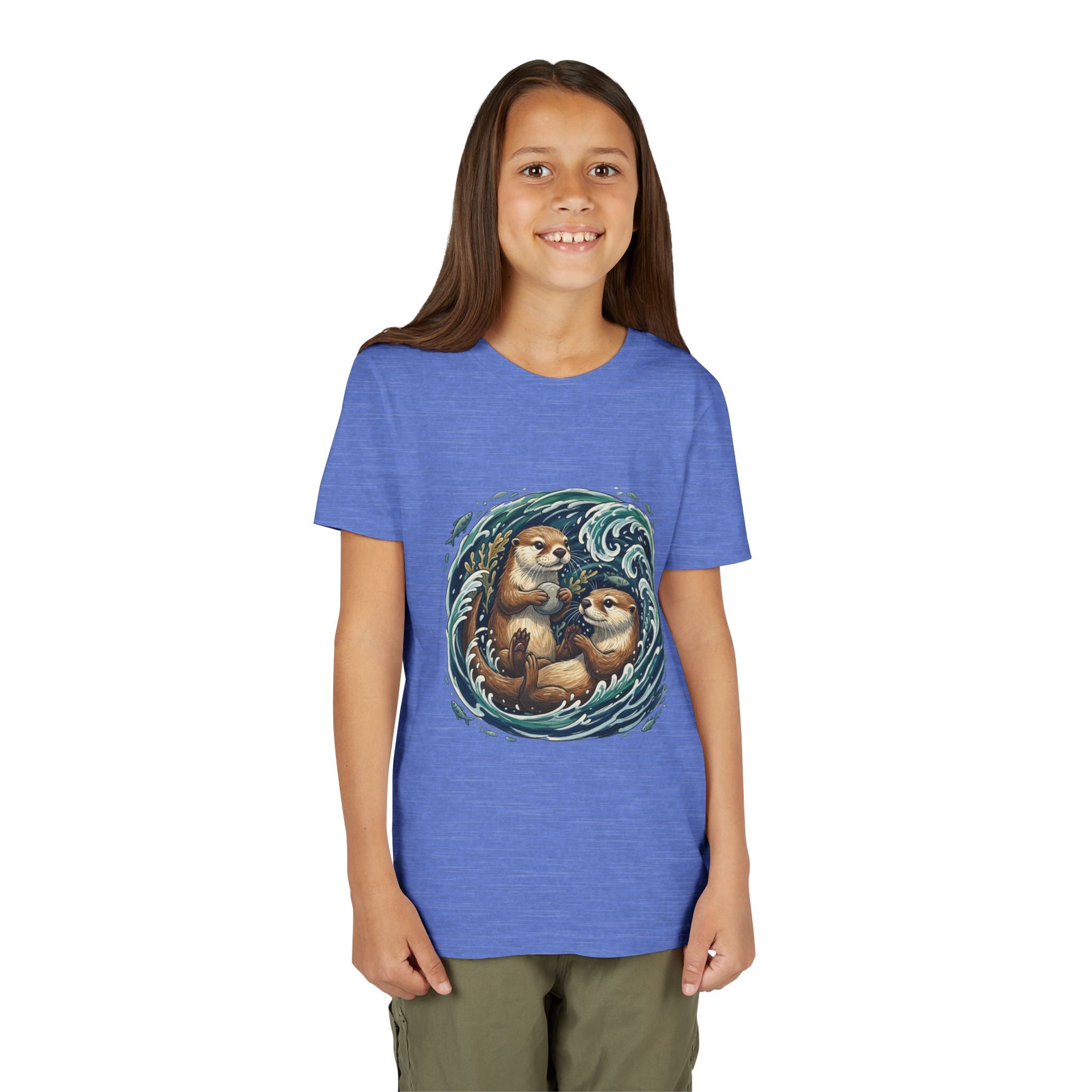Playful Otters Ocean Waves Youth Tee