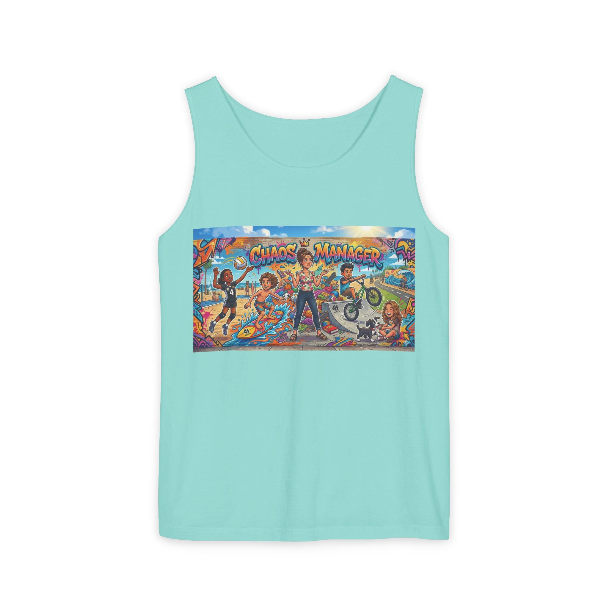 Chaos Manager Graphic Tank Top — Retro Skate & BMX Street Art Tee