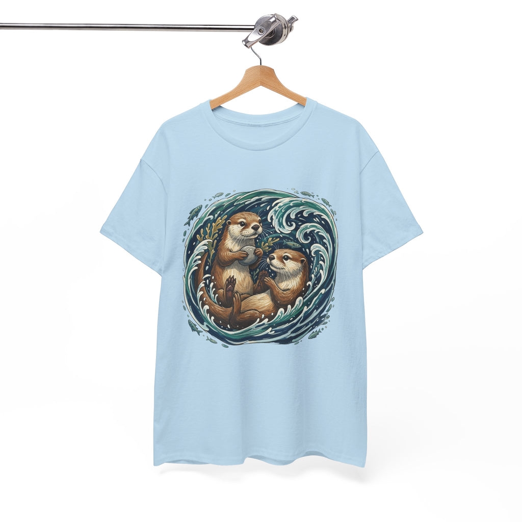 Playful Otter Pair T-Shirt — Cute Otters by the Waves Tee