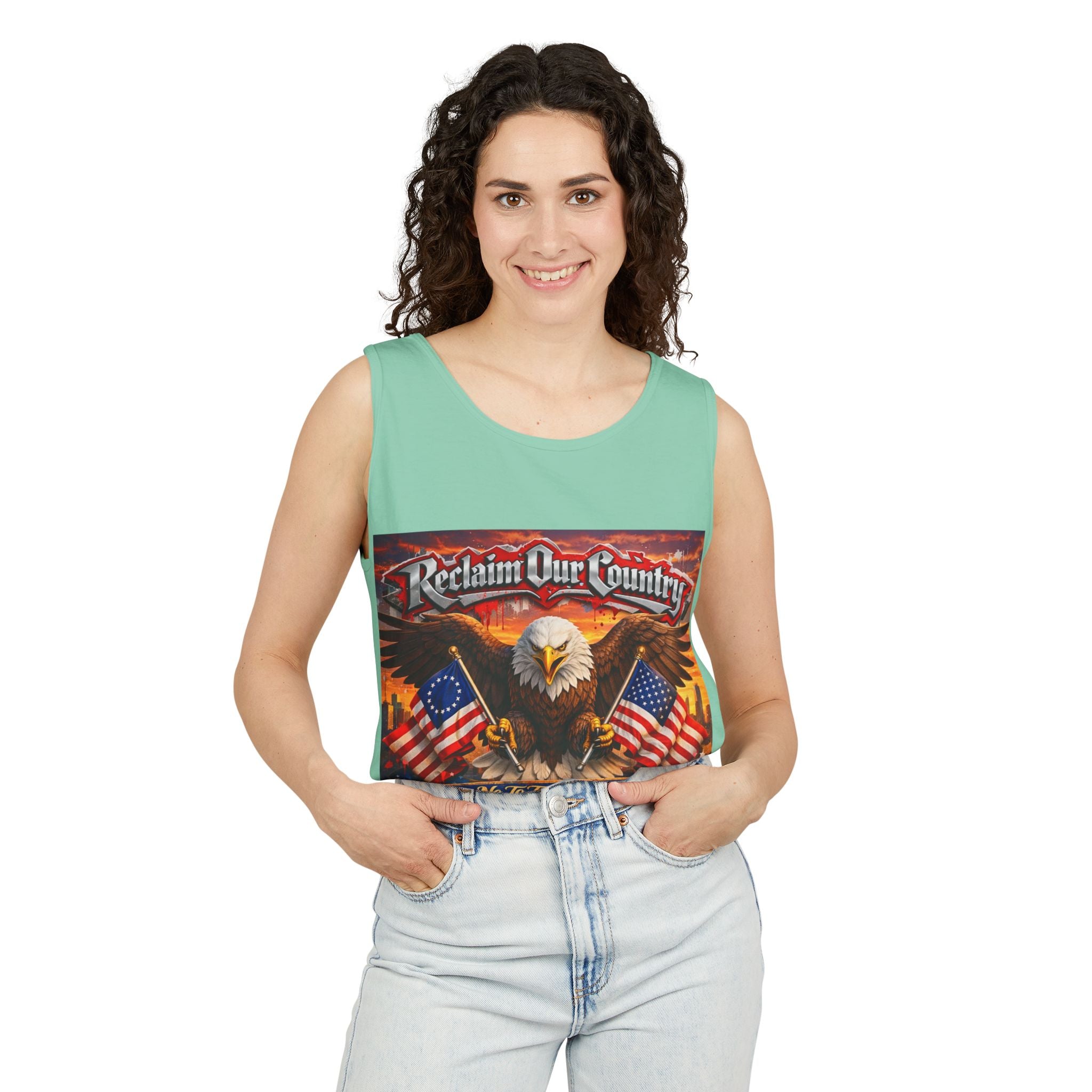 Reclaim Our Country Eagle Tank Top – Patriotic 1776 American Flag Tank