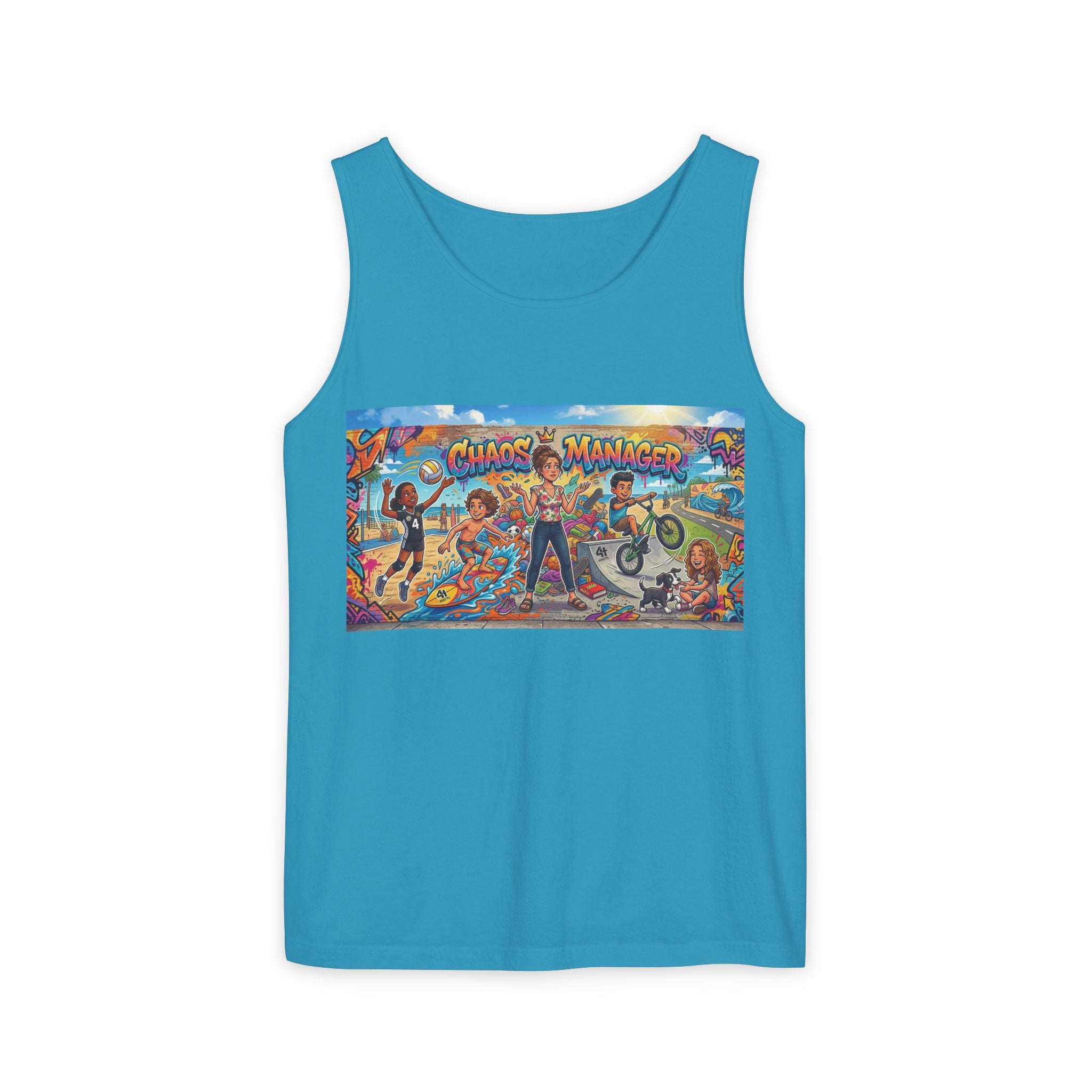 Chaos Manager Graphic Tank Top — Retro Skate & BMX Street Art Tee