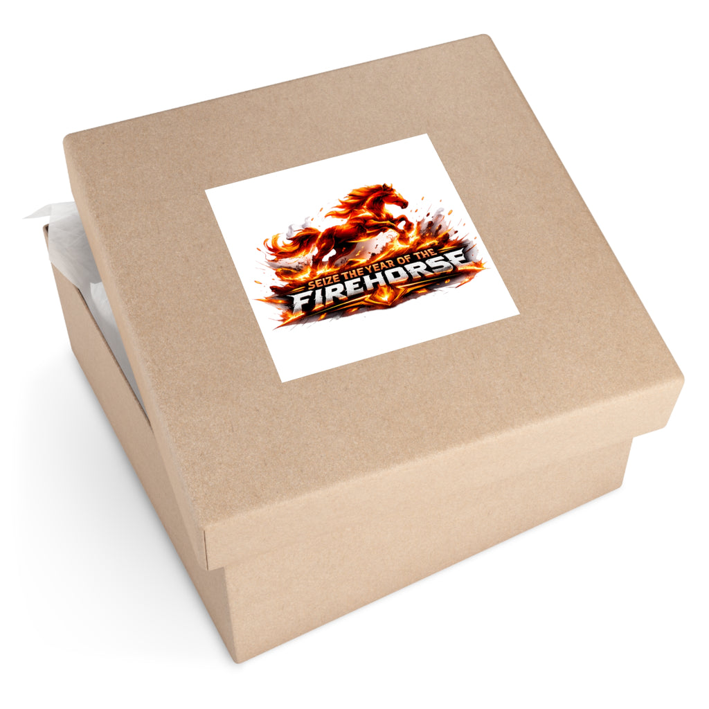 Firehorse Square Vinyl Sticker — "Seize the Year of the Firehorse"