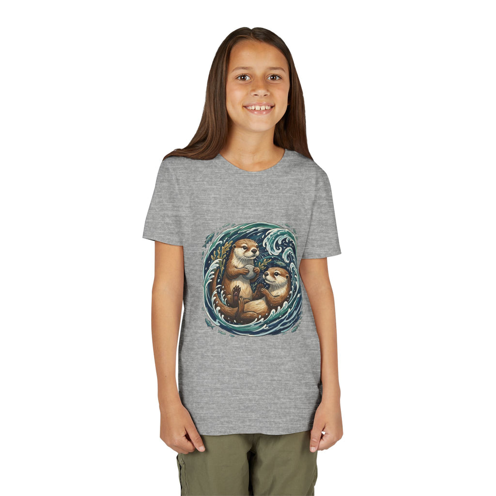 Playful Otters Ocean Waves Youth Tee