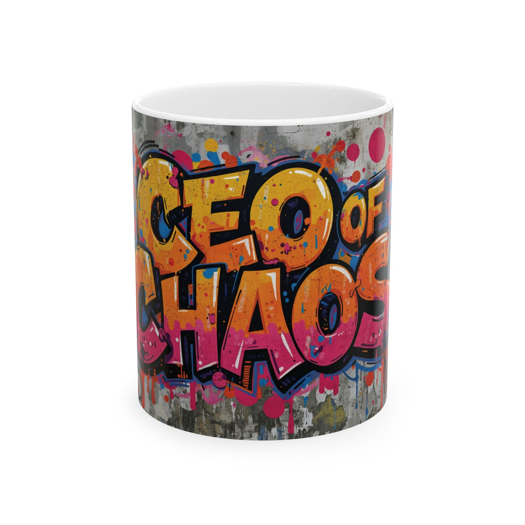 Ceramic Mug - "CEO of Chaos" Graffiti Coffee Cup | Funny Office Gift