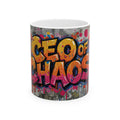 Ceramic Mug - "CEO of Chaos" Graffiti Coffee Cup | Funny Office Gift