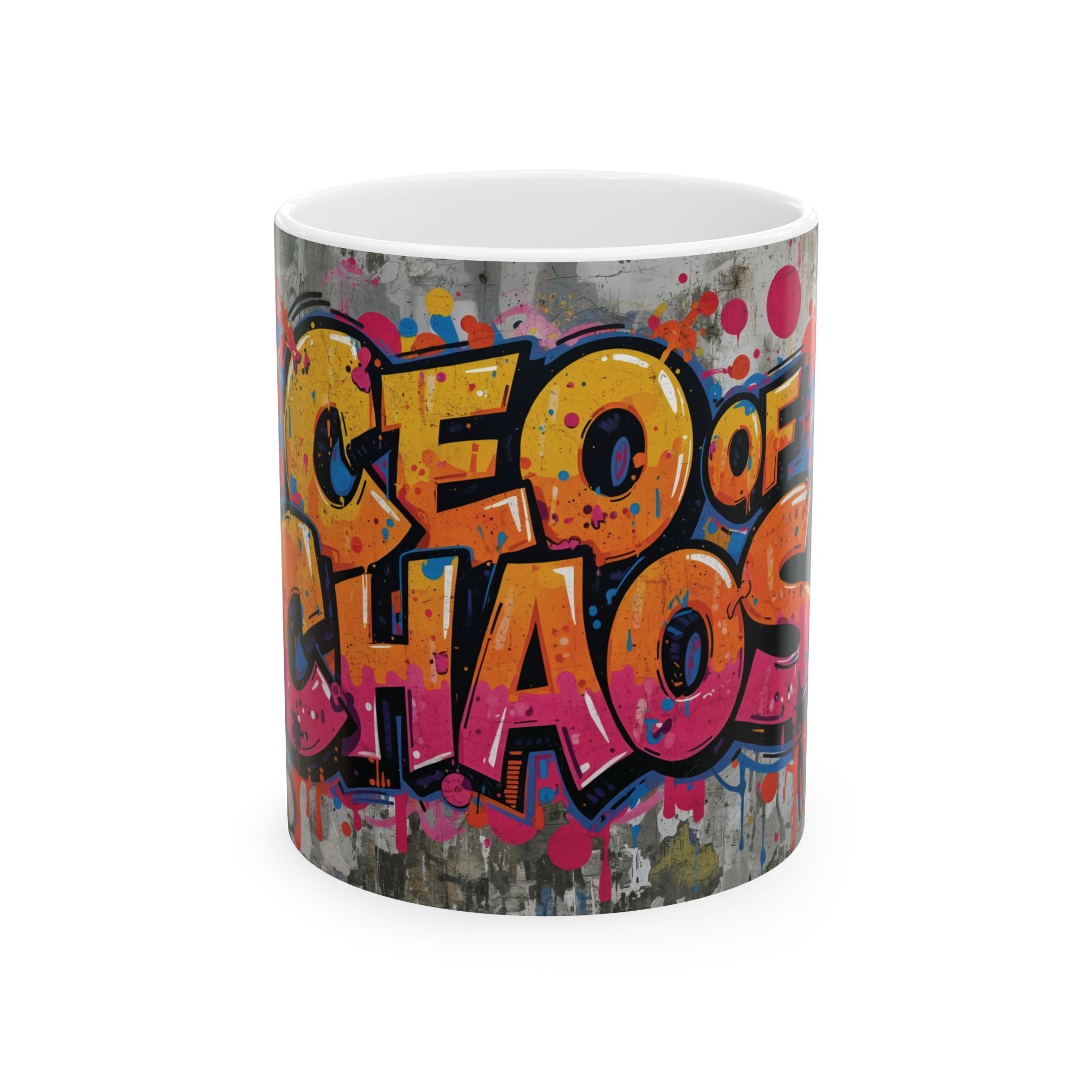 Ceramic Mug - "CEO of Chaos" Graffiti Coffee Cup | Funny Office Gift