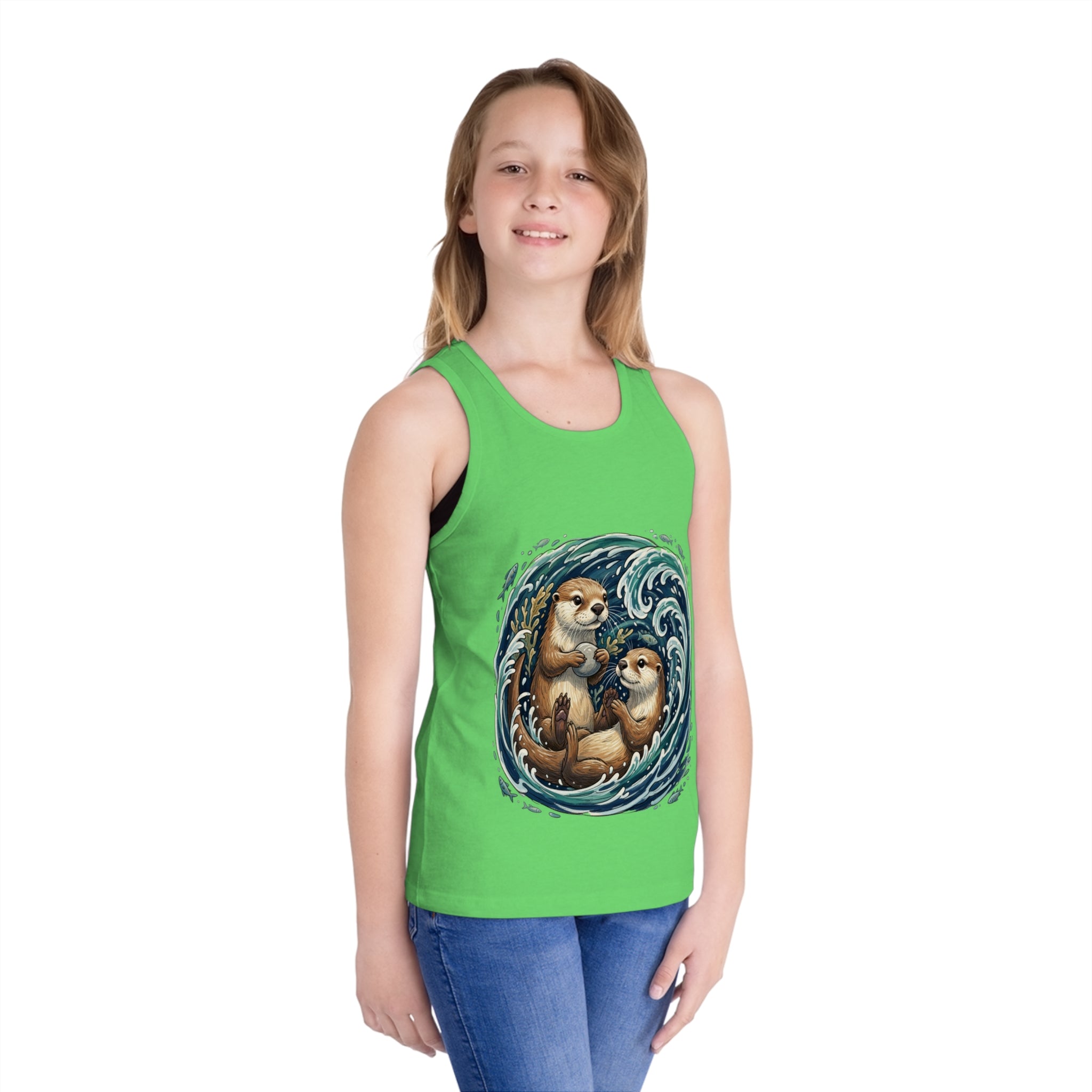 Kids Otter Tank Top – Playful Sea Otter Illustration