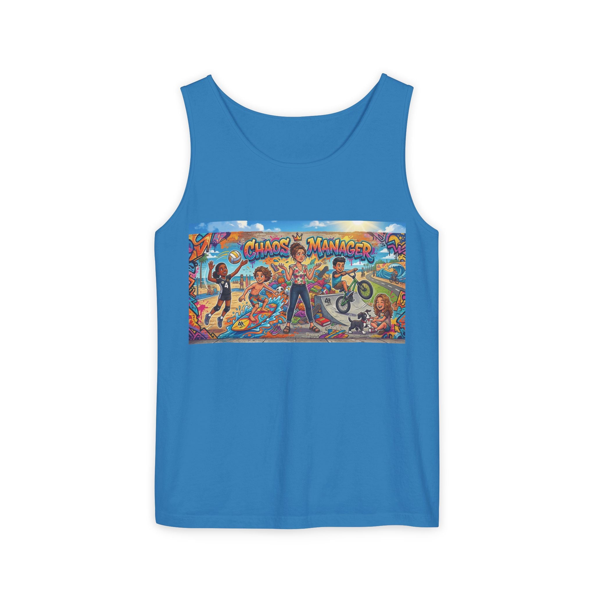 Chaos Manager Graphic Tank Top — Retro Skate & BMX Street Art Tee