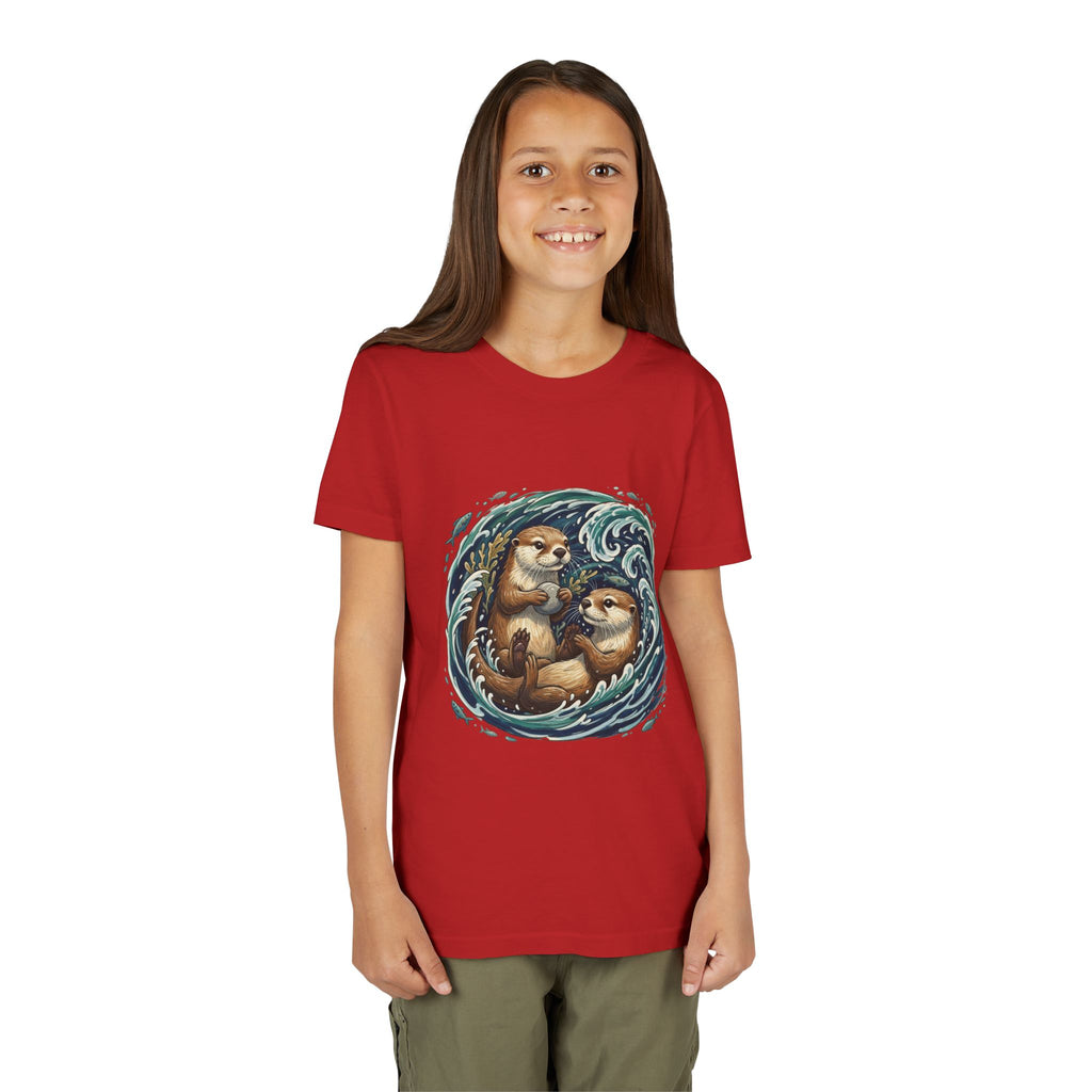 Playful Otters Ocean Waves Youth Tee