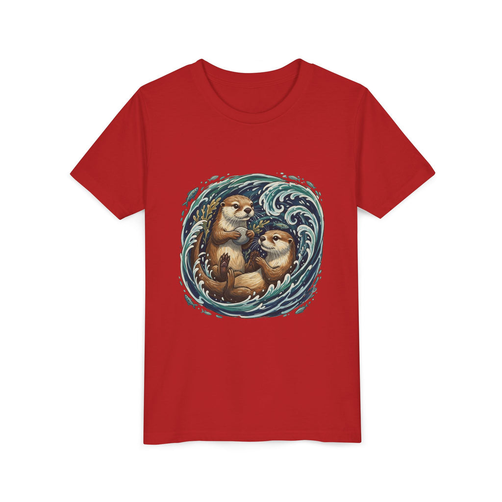 Playful Otters Ocean Waves Youth Tee