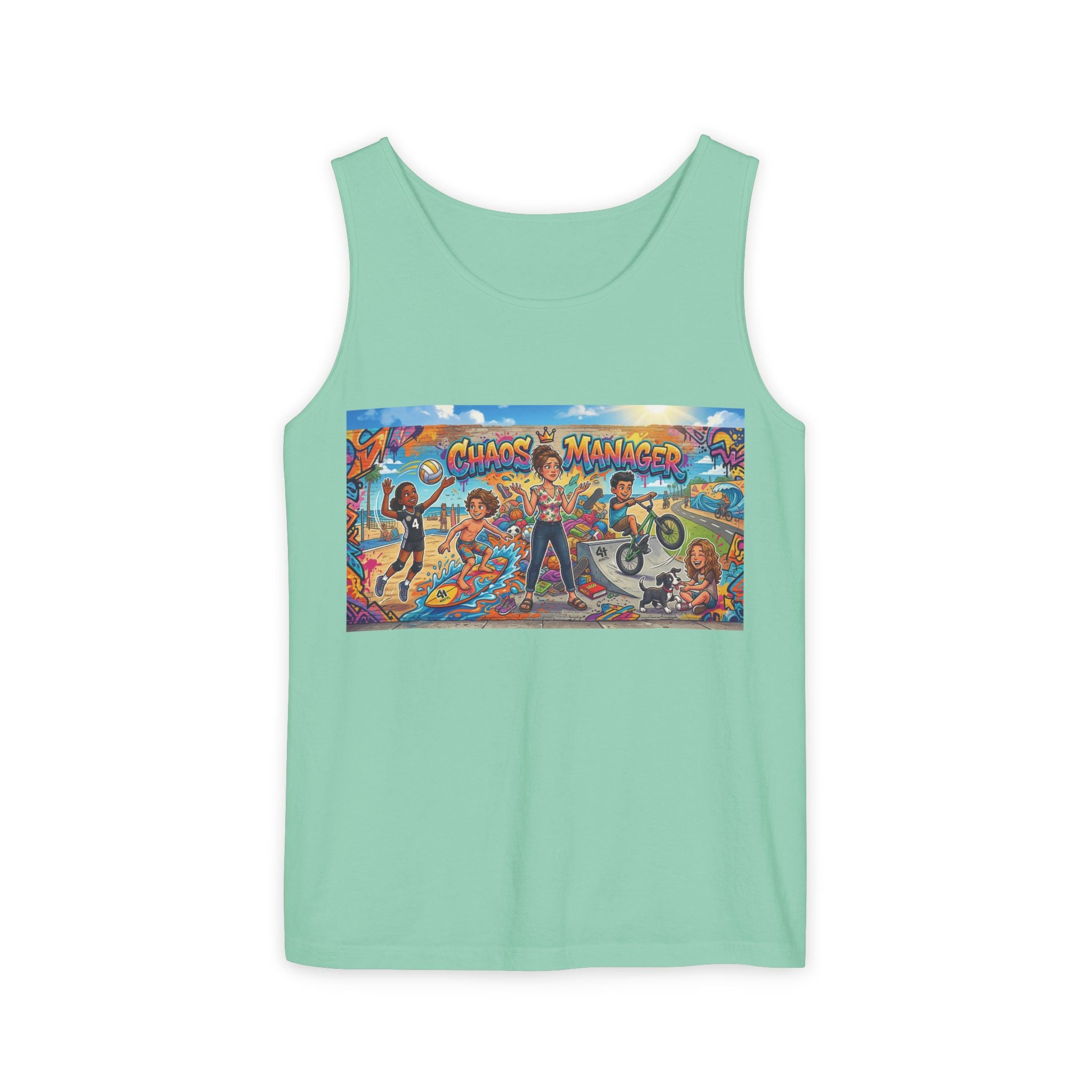 Chaos Manager Graphic Tank Top — Retro Skate & BMX Street Art Tee