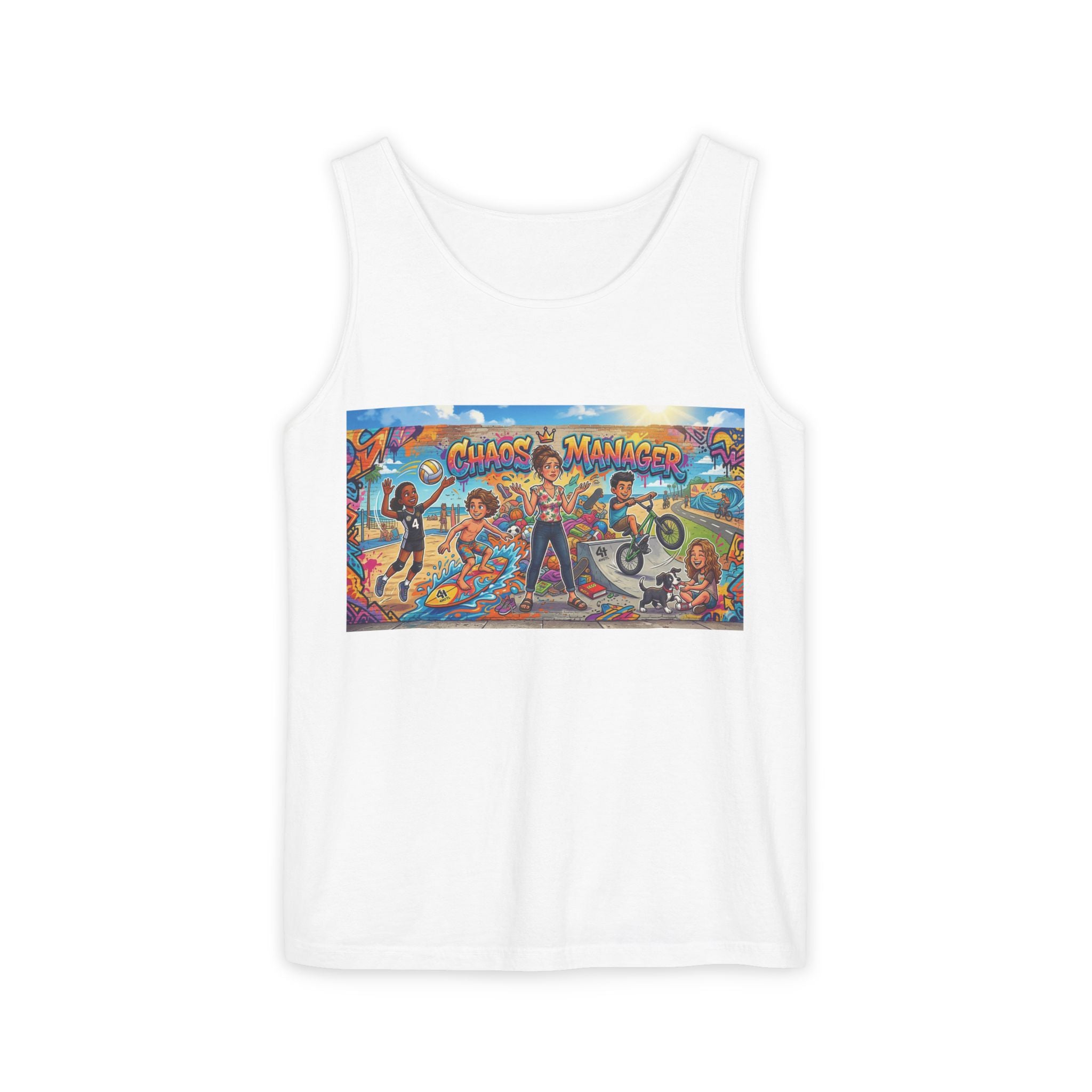 Chaos Manager Graphic Tank Top — Retro Skate & BMX Street Art Tee