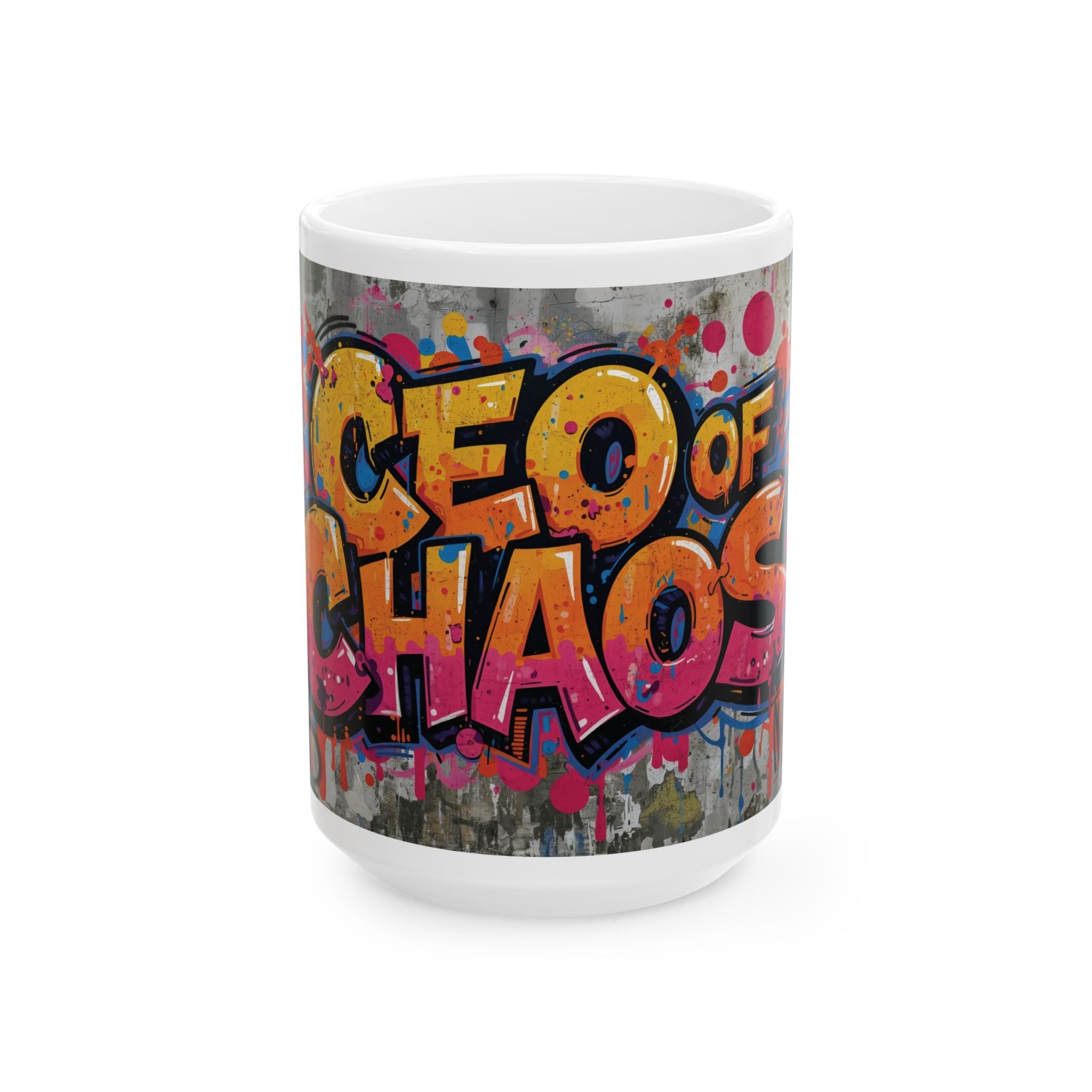Ceramic Mug - "CEO of Chaos" Graffiti Coffee Cup | Funny Office Gift