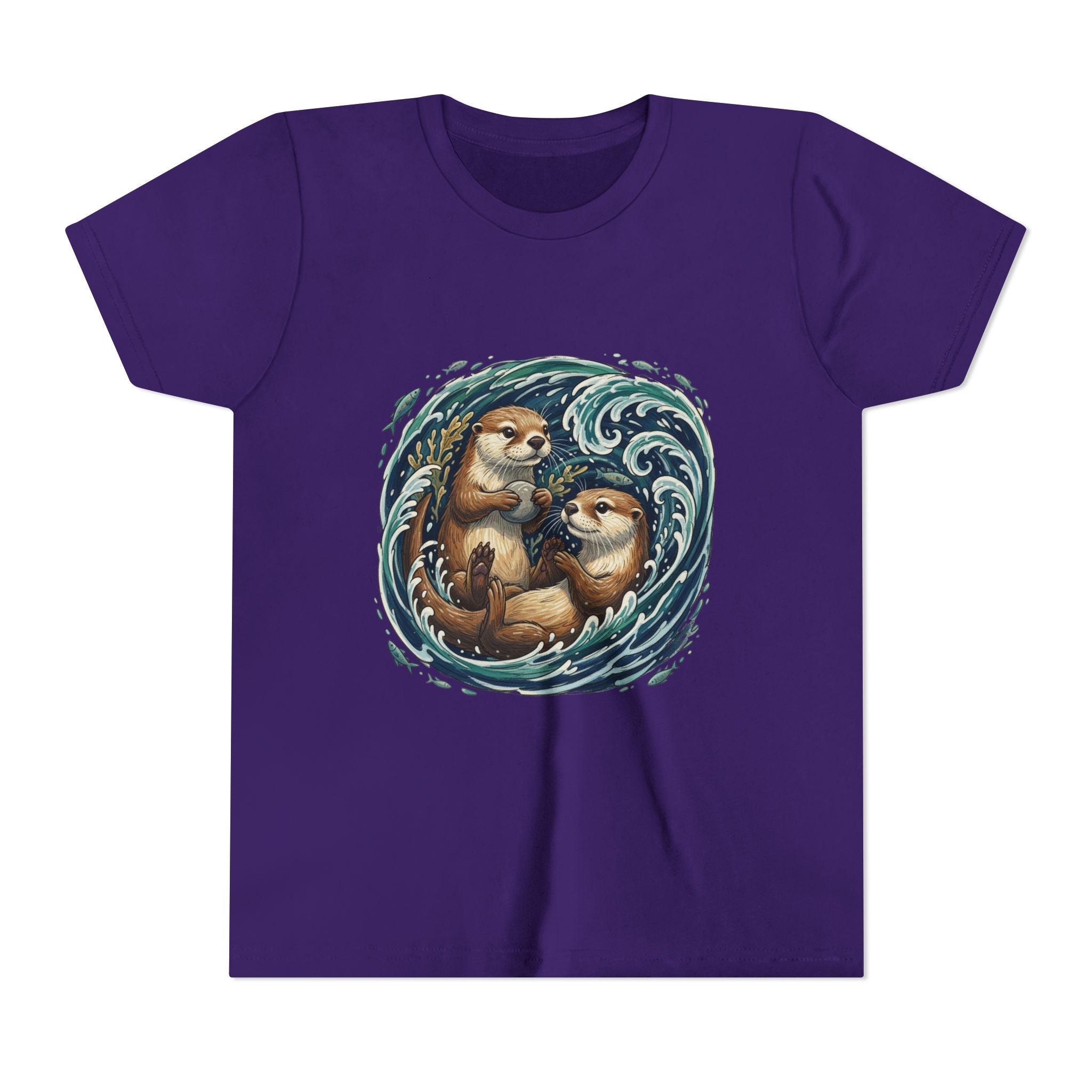 Playful Otters Ocean Waves Youth Tee