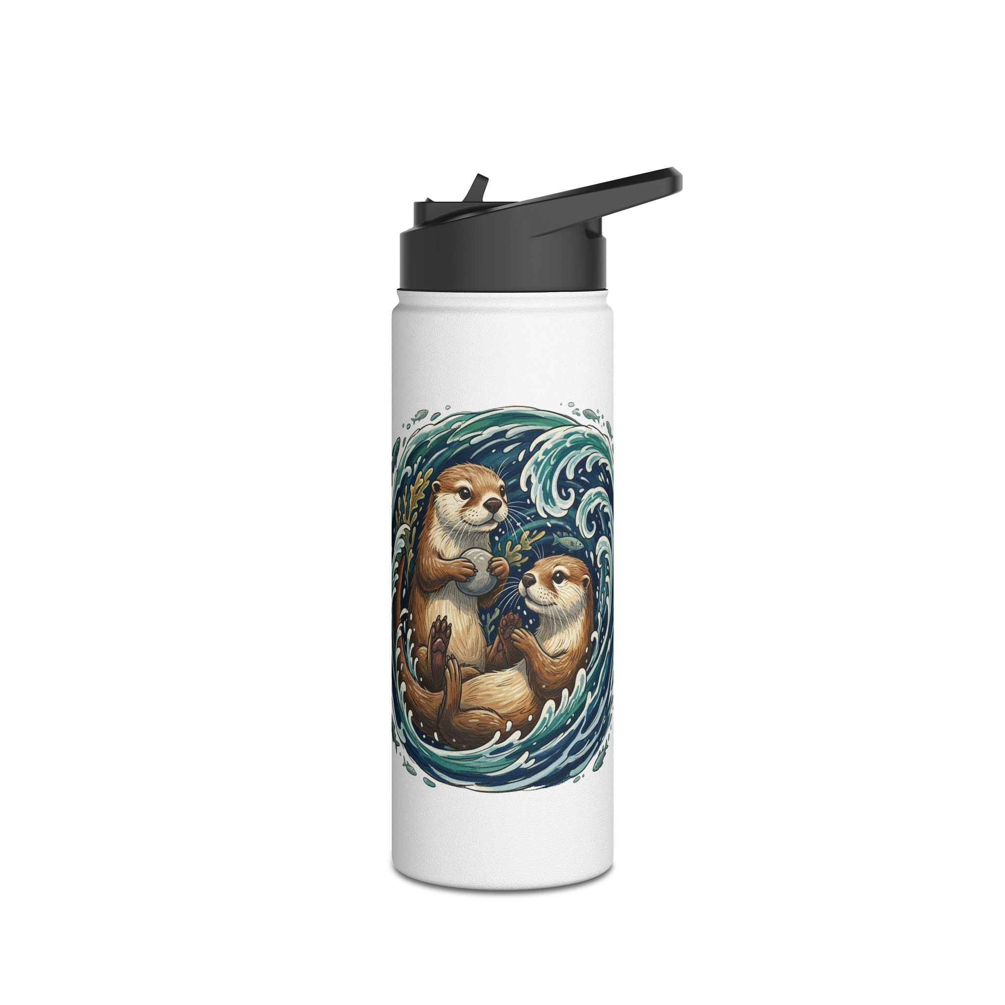 Otter Wave Stainless Steel Water Bottle — Cute Aquatic Animal Travel Bottle