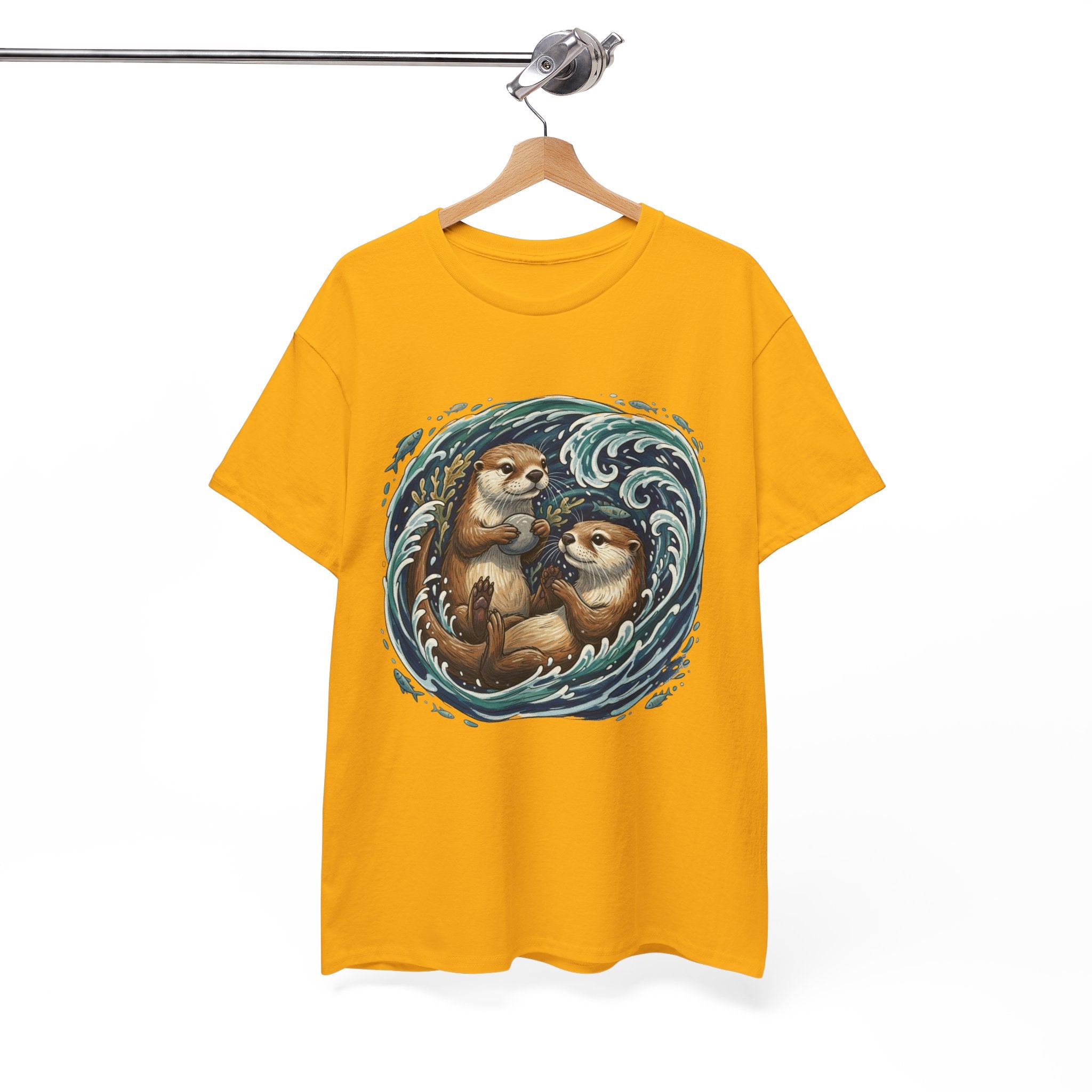 Playful Otter Pair T-Shirt — Cute Otters by the Waves Tee