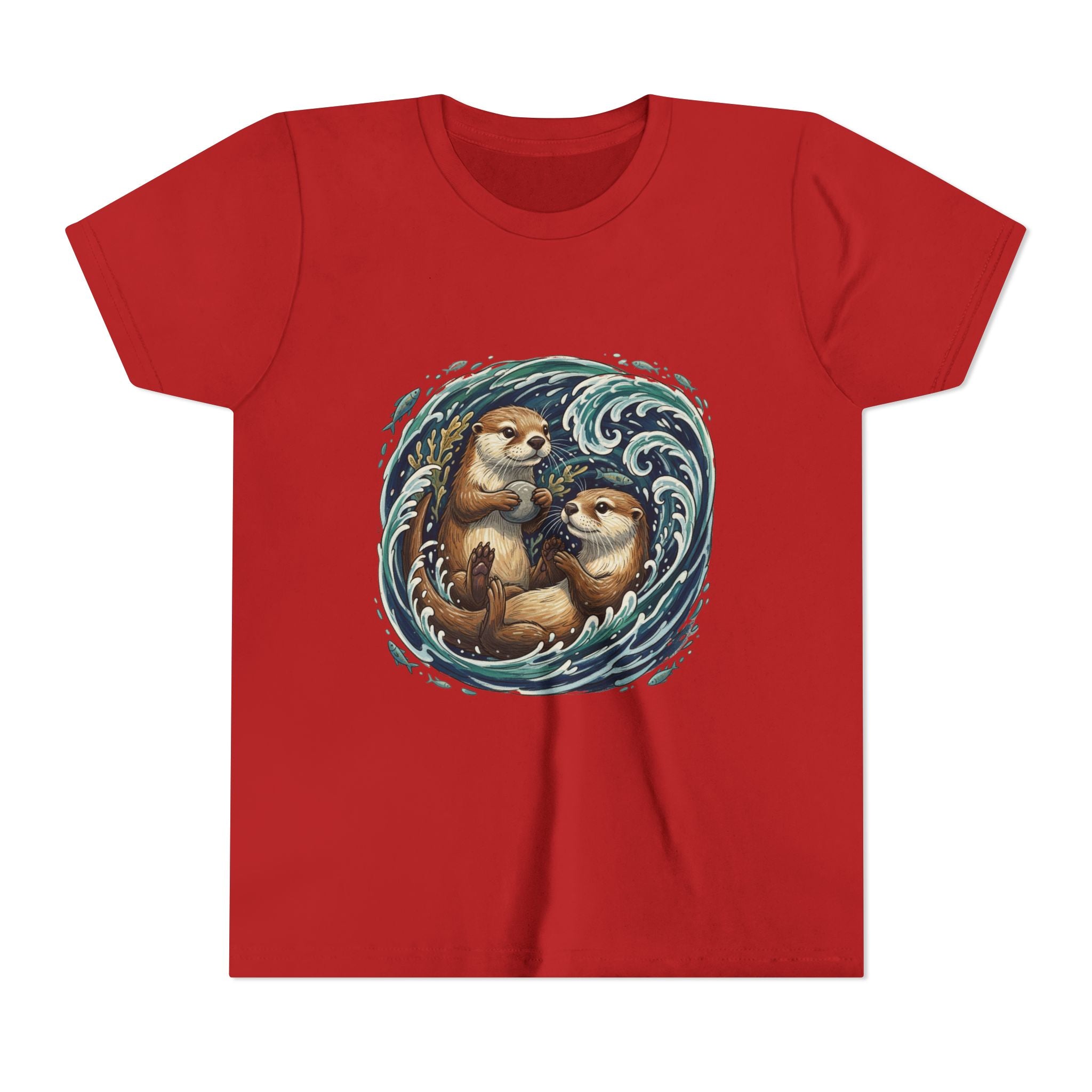Playful Otters Ocean Waves Youth Tee