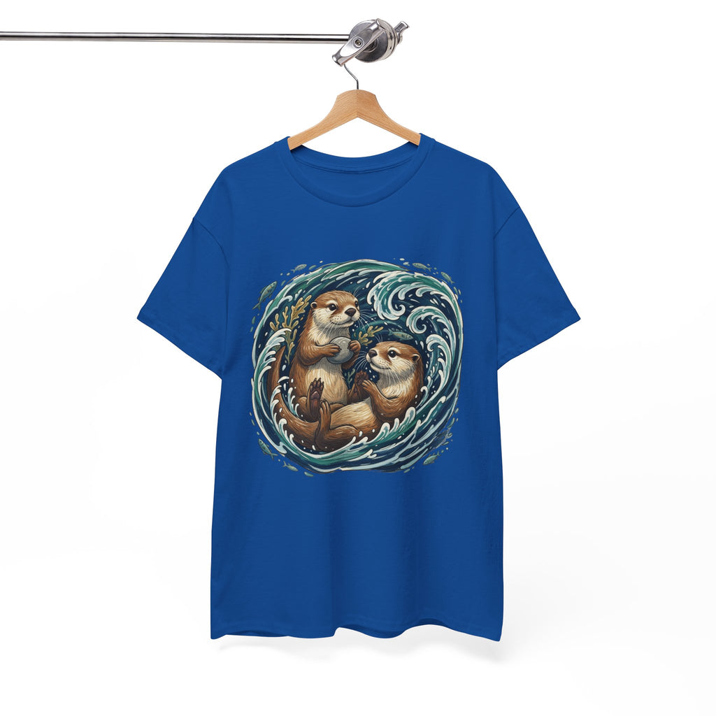 Playful Otter Pair T-Shirt — Cute Otters by the Waves Tee