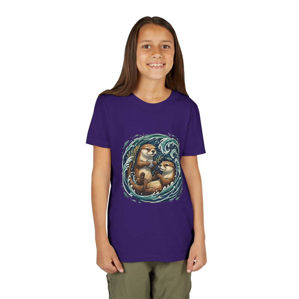 Playful Otters Ocean Waves Youth Tee